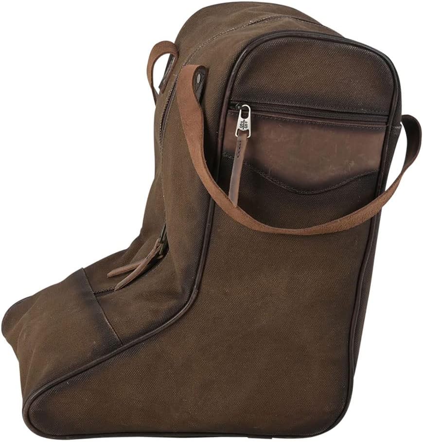 STS RANCHWEAR Cowhide Western Durable Versatile Leather Soft Zippered Boot Bag with Dual Handles and Pockets - Image 3