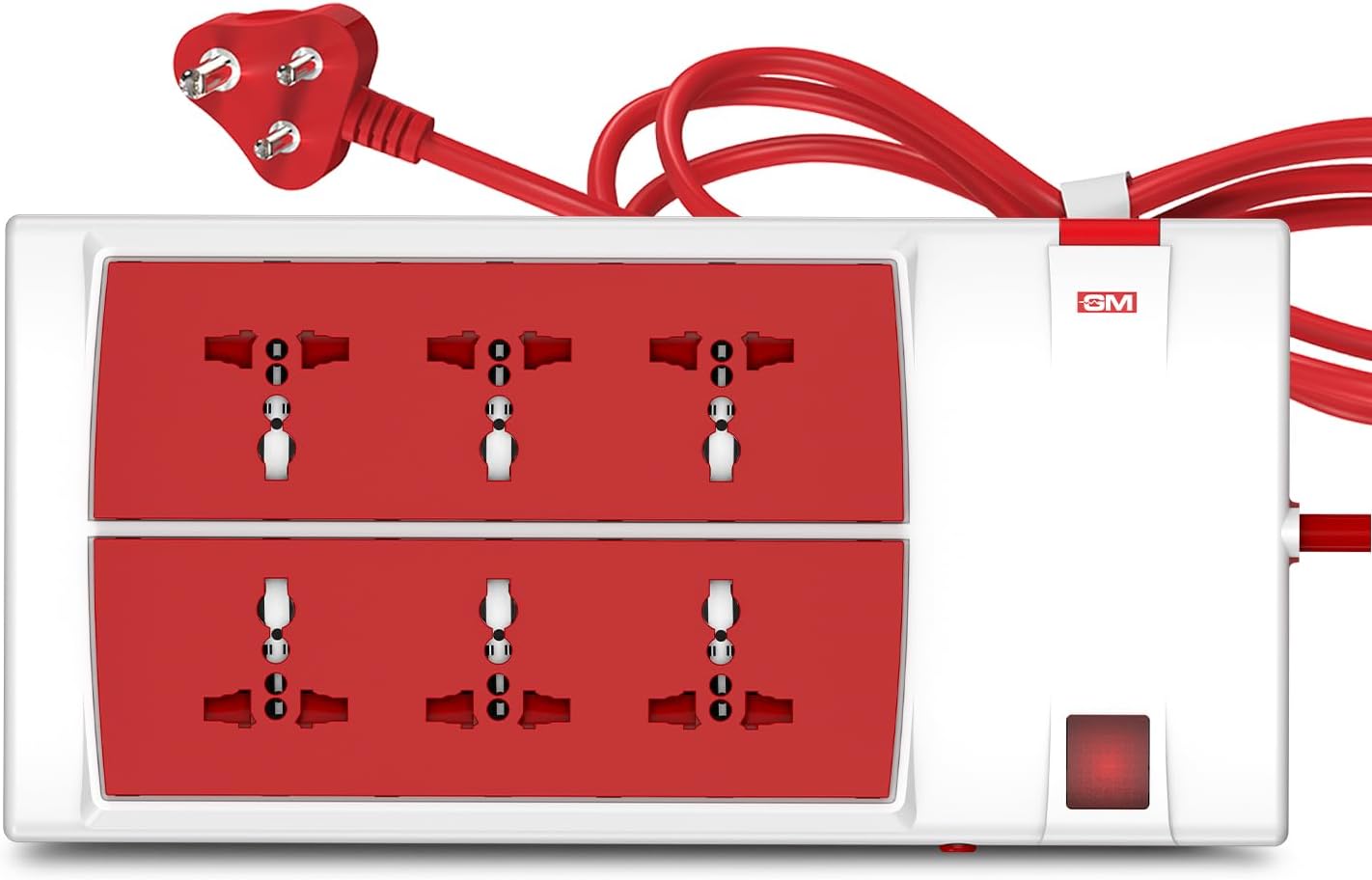 3059 Power Strip | 6 Universal Sockets + Master Switch | 2m Heavy-Duty Cord | Surge Protector | Child Safety Shutters | LED Indicator | Extension Board for Home & Office