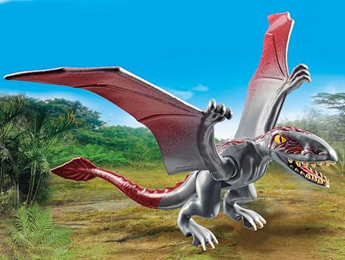 Playmobil 71525 Drone d'observation avec dimorphodon - Gamme Dinos fabriquée avec Plus de 80% de matériaux recyclés ou biosourcés en Moyenne - Univers Dinos - Dès 4 Ans