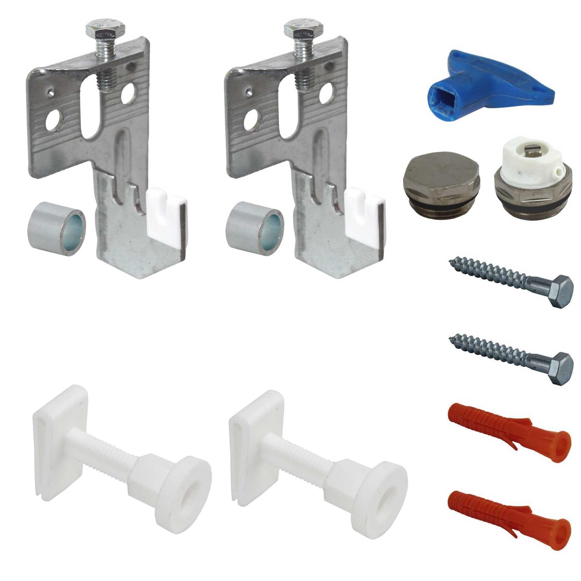 Jabema 2 x Radiator Mounting with Bracket, Height Adjustable and 1 x 1/2 Inch Plug Set, Wall Console Radiator Bracket, Mounting Bracket โ image 1