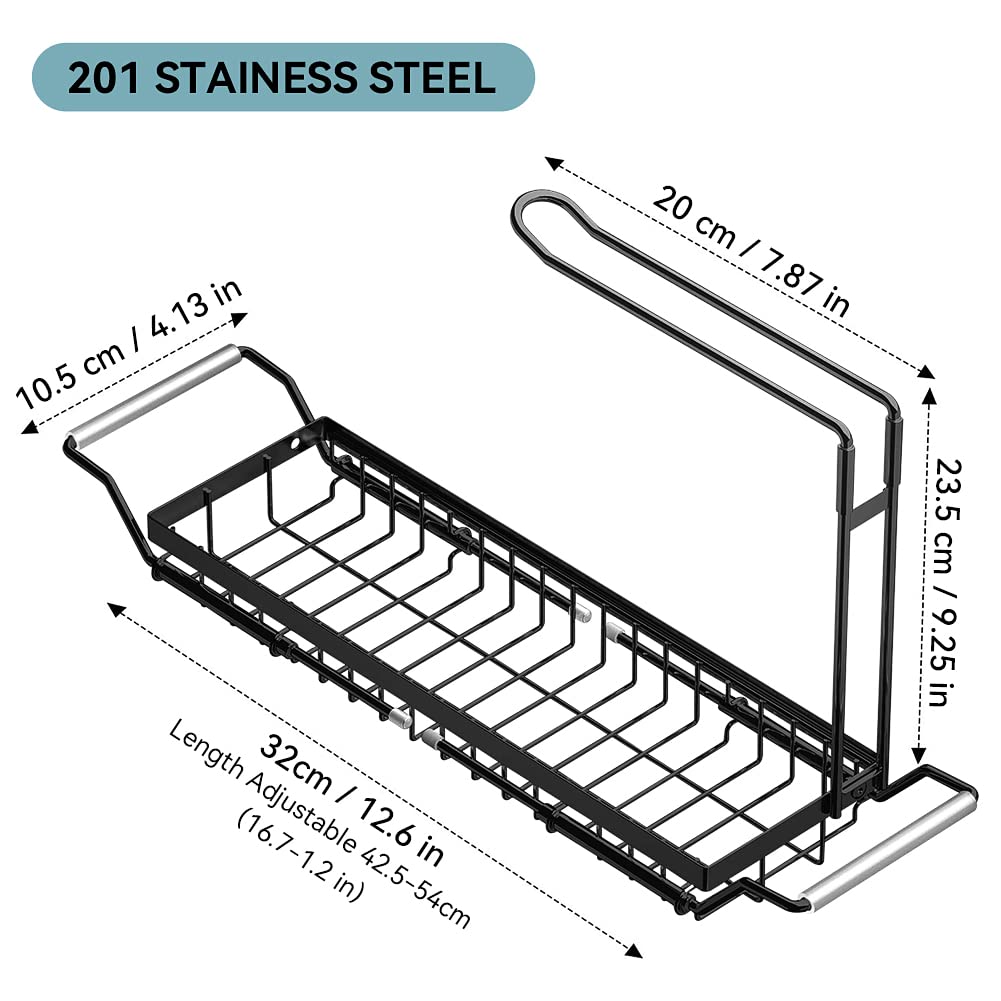 FUNNETOYU Spülbecken Organizer - Schwammhalter Mit Ablage Für Spültücher & Bürsten