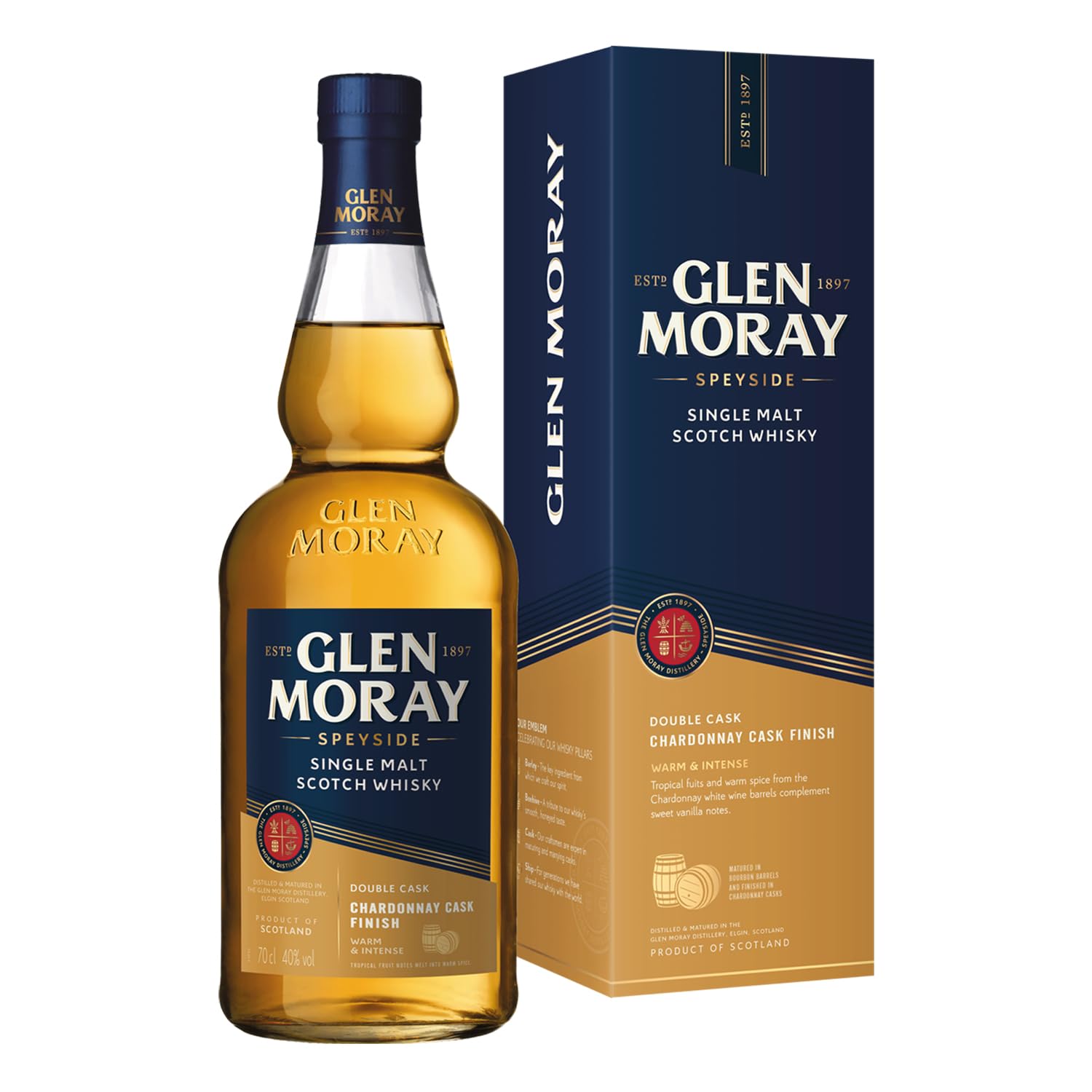 Glen Moray Chardonnay Cask Finish Speyside, Single Malt Scotch Whisky, 0,7 L, 40% Vol., Spirituosen product image