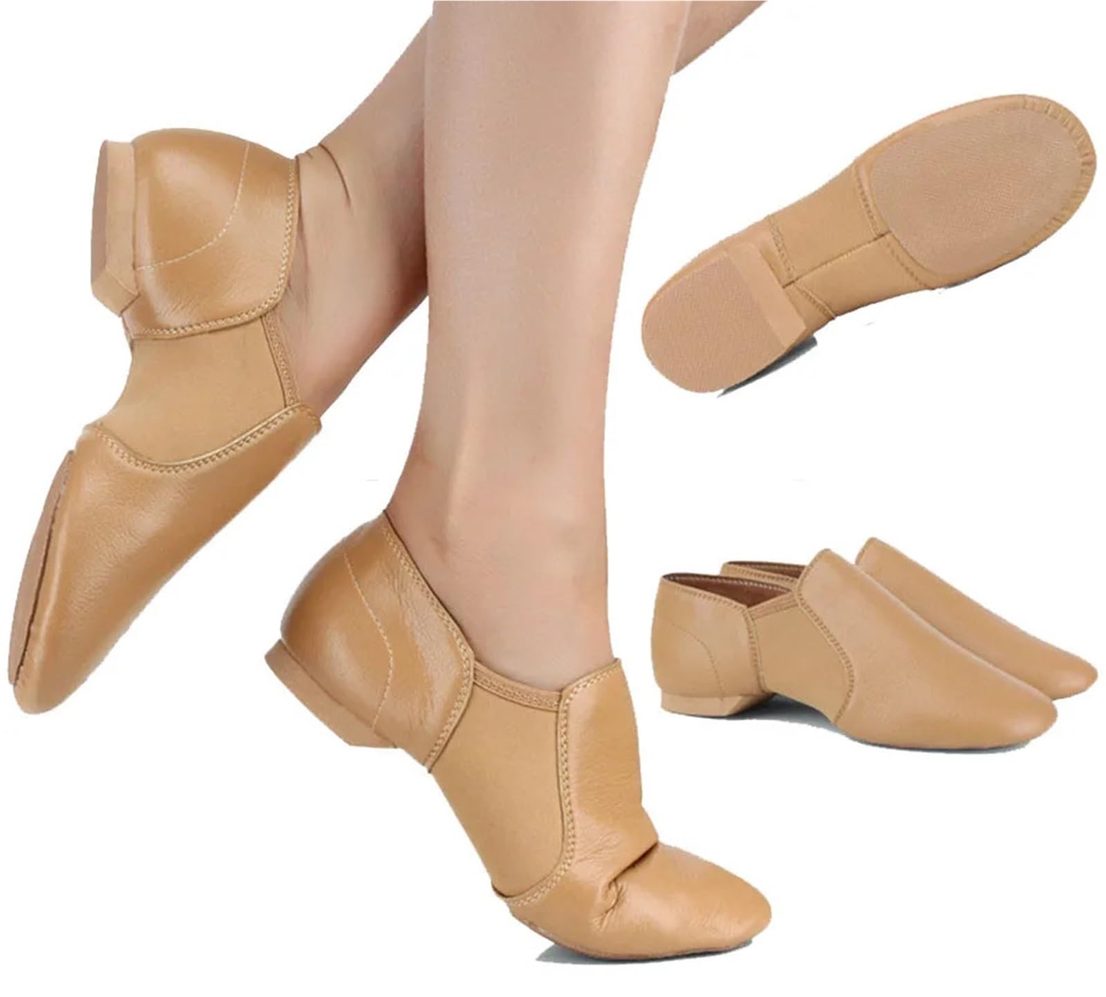 Ballettpantoffeln Jazz-Tanzschuhe, Tan-Schwarz, Twin-Slip-on-Jazz-Schuhe, Übergroße Tanz-Sneaker for Mädchen Und Frauen(Canvas Black,FR41-25.5cm)