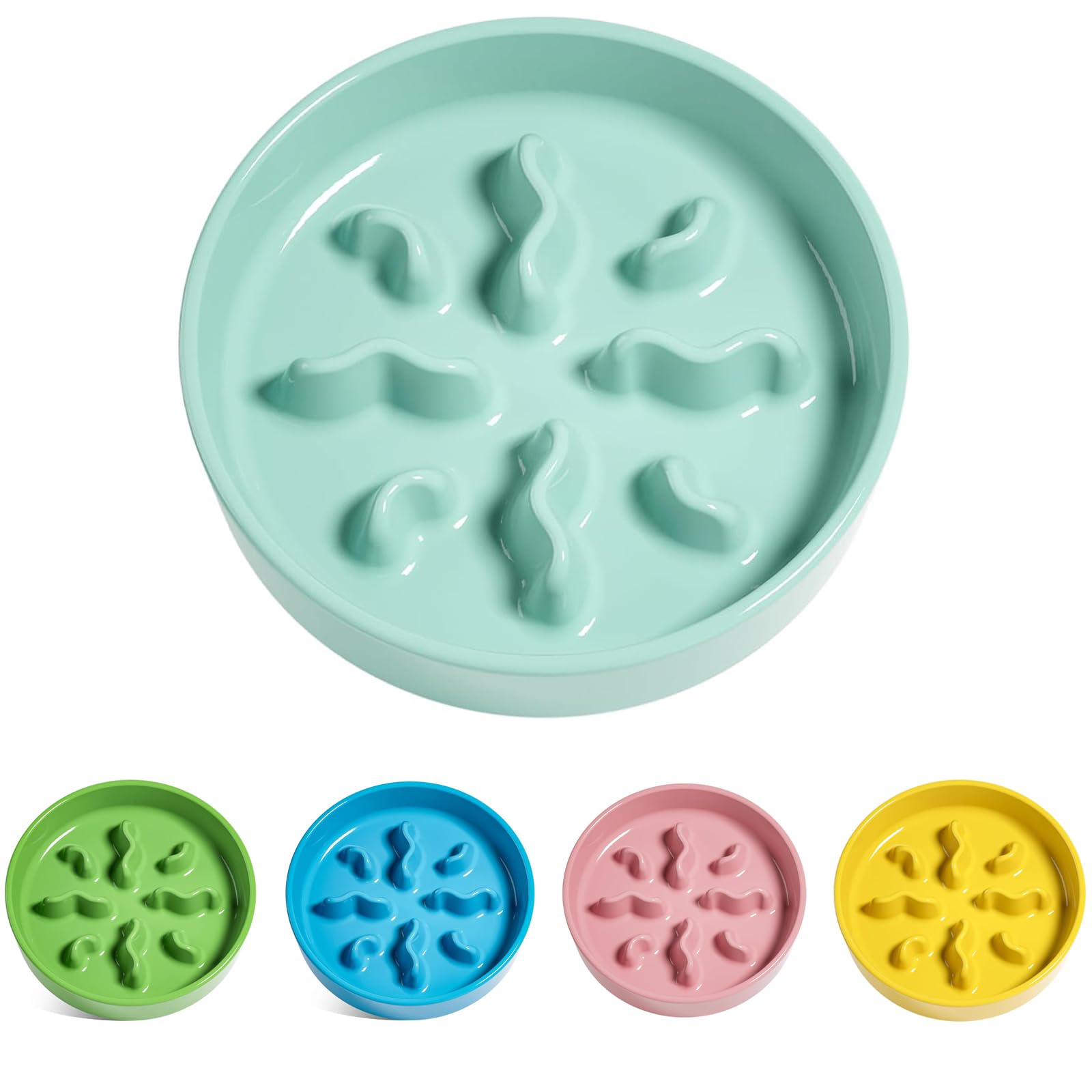Cuencos de cerámica de alimentación lenta para perros de raza pequeña, plato de comida para perros de 0.5 tazas para comedores rápidos, cuenco de rompecabezas para perros y gatos pequeños, 5.5