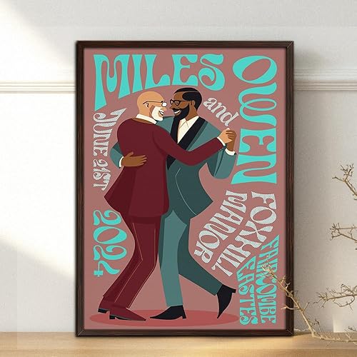 Miniatura 5 de NAREDA Lienzo de boda personalizado, letrero de boda retro de los años 70, letrero de aniversario, regalo personalizado para el día de San Valentín,