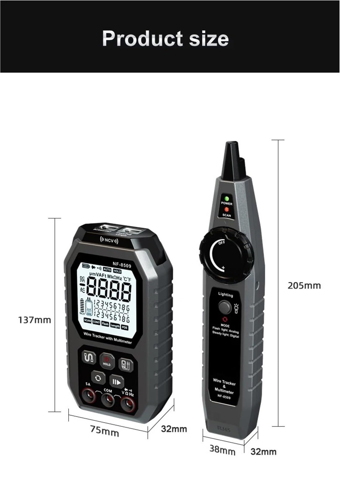 Nuovo tester for cavi di rete aggiornato for multimetro, resistenza alla corrente, test POE, NCV, LCD, Wire Tracke Prove di trasmissione