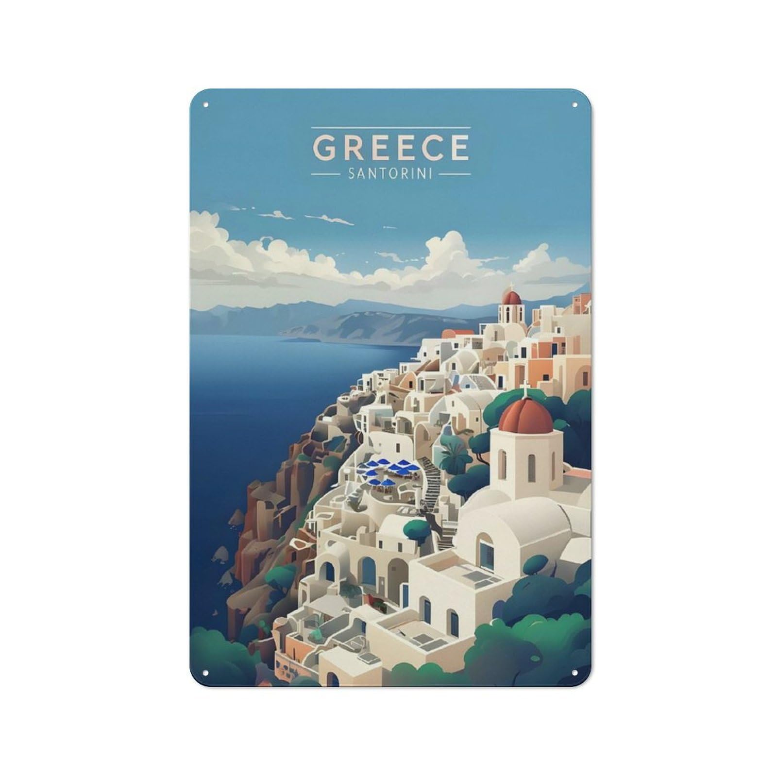 Casual Greece Santorini Travel (2) Shed Metal Sign 30x20cm, Utility Space Decor for Shed, Garden Room, Porch Or Garage