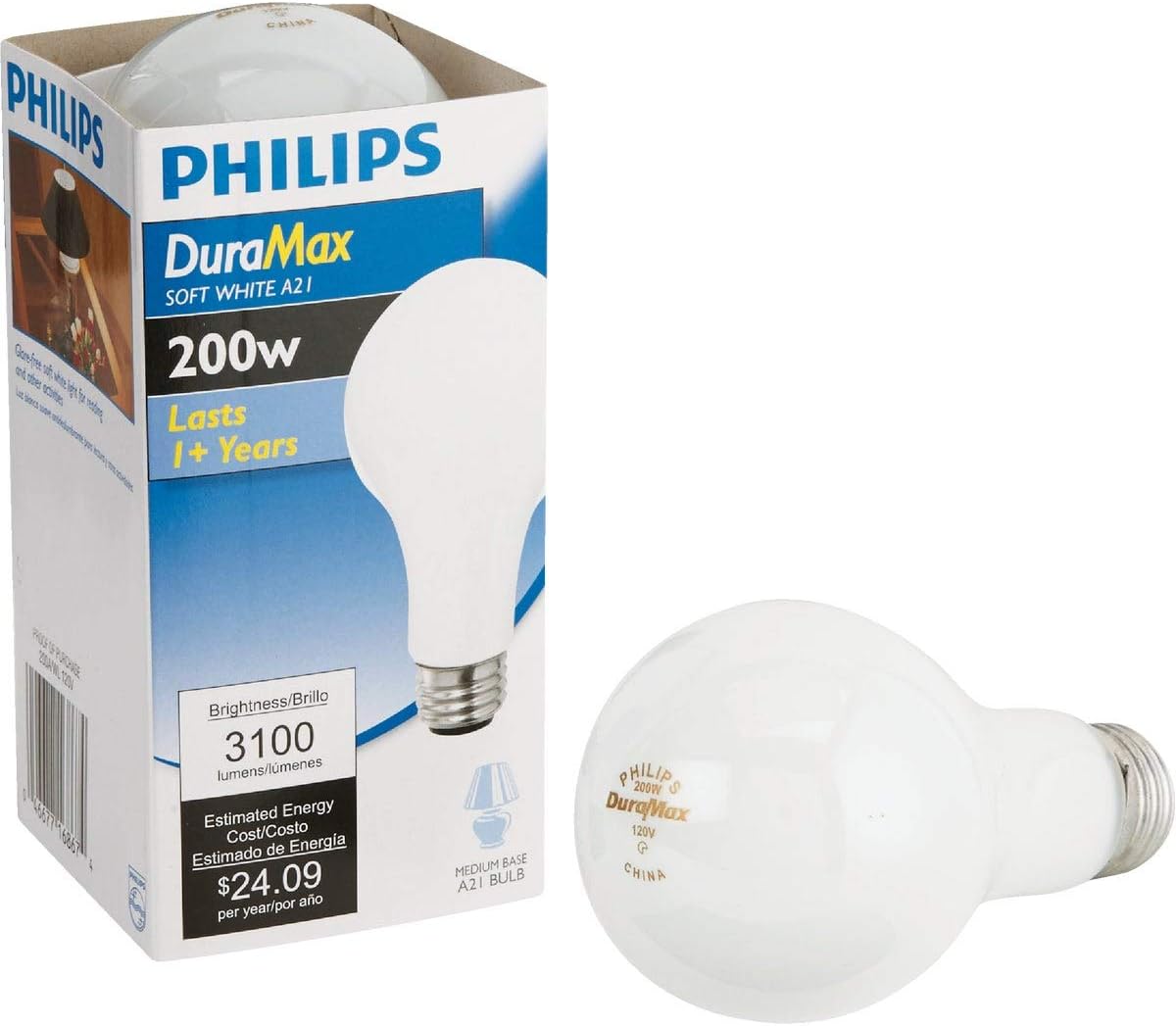 GE Lamps 11585 200-Watt A21, Soft White