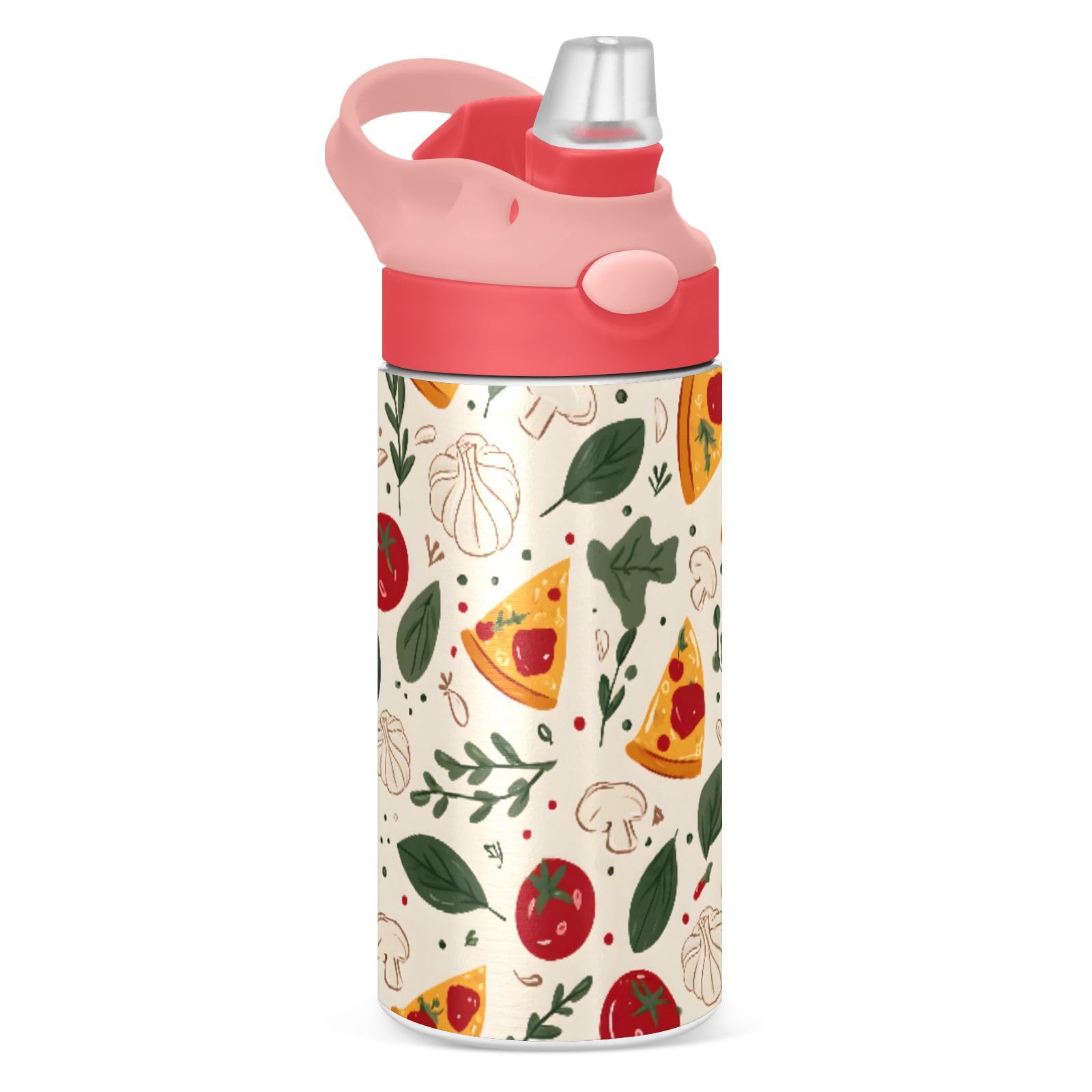 Water Bottle with Straw 12 Ounce Onion Pizza Kids Stainless Steel Vacuum Insulated Water Bottle with Lid for