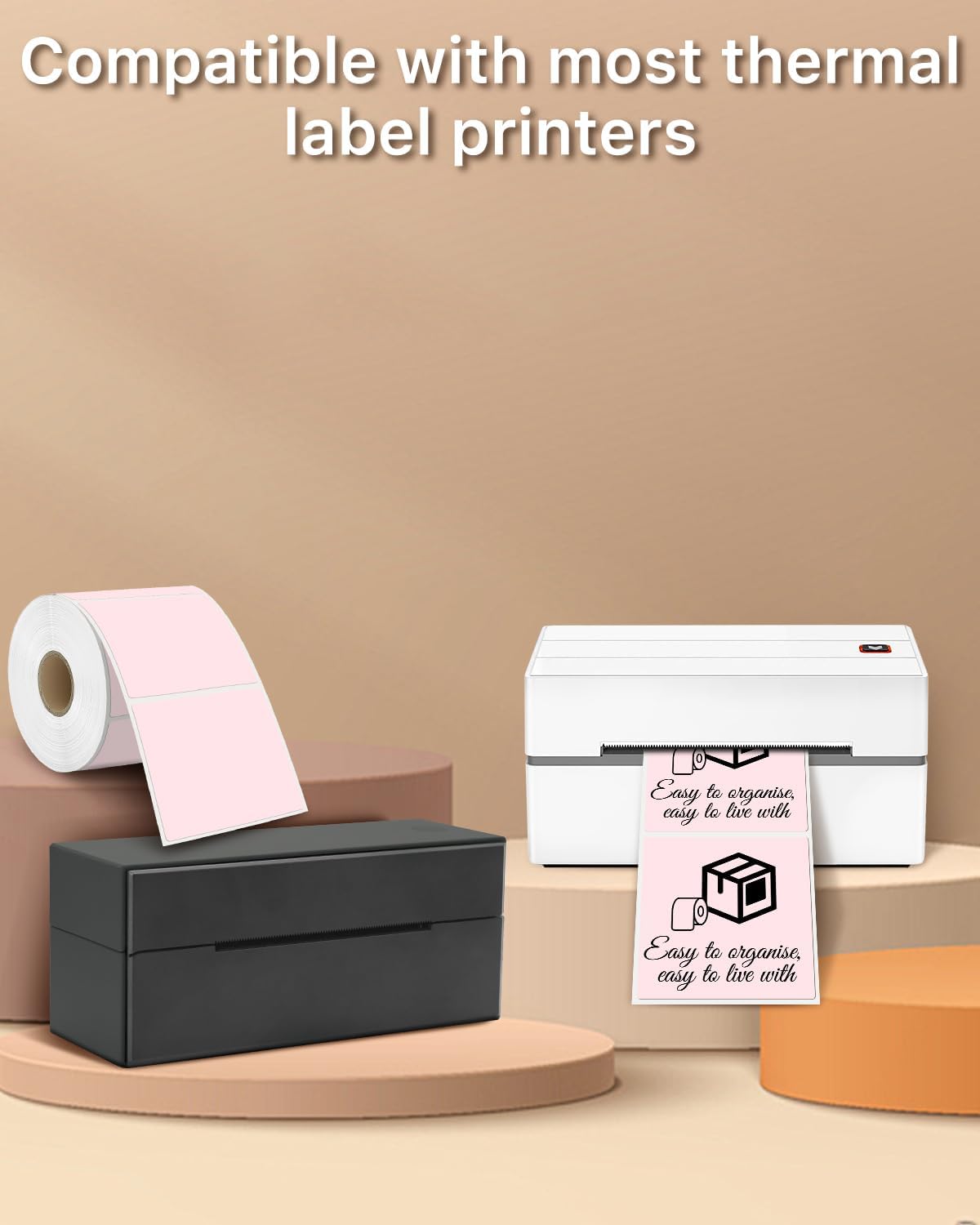 iEager Pink Square Thermal Label Stickers, 3" x 3" Self-Adhesive Square Direct Thermal Labels with Perforation Line, 500 Sheets/Roll - Image 5