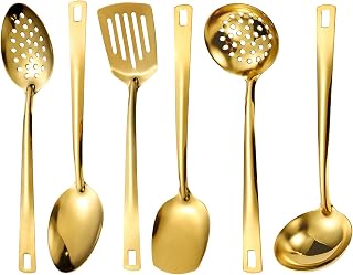 Gold Kitchen Utensils Set, 6 Pieces, Cutlery Set, Gold Cutlery, Stainless Steel Coo…