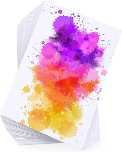 Vista 12 de 100 hojas de tarjetas de acuarela en blanco de 4 x 6 pulgadas, 140 libras, tarjetas de papel de acuarela para acuarela, invitación de pintura