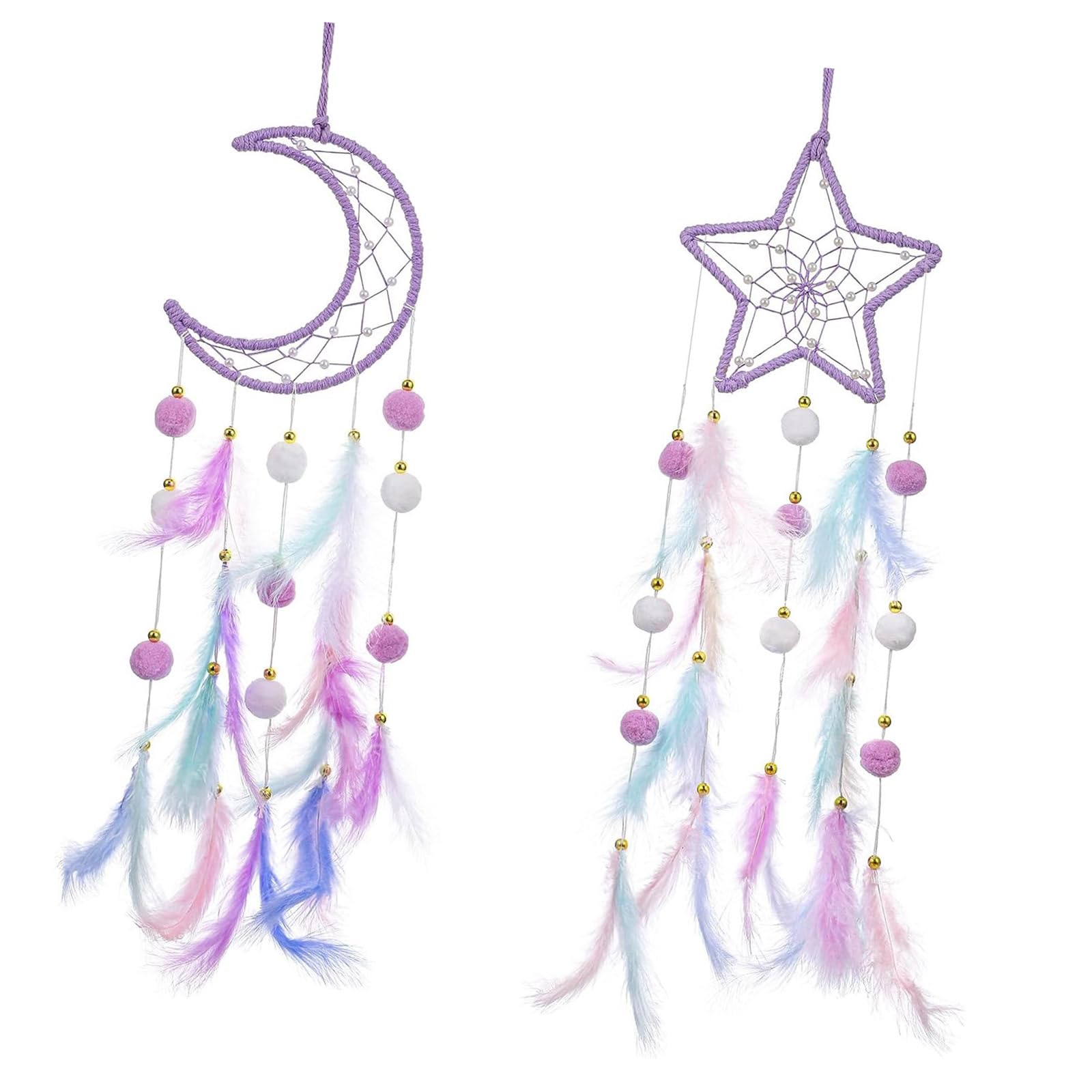 Dream Catcher Wall Hanging, Feathered with Wooden Beads, Bedroom Living Room Dorm Decor Dream Catchers