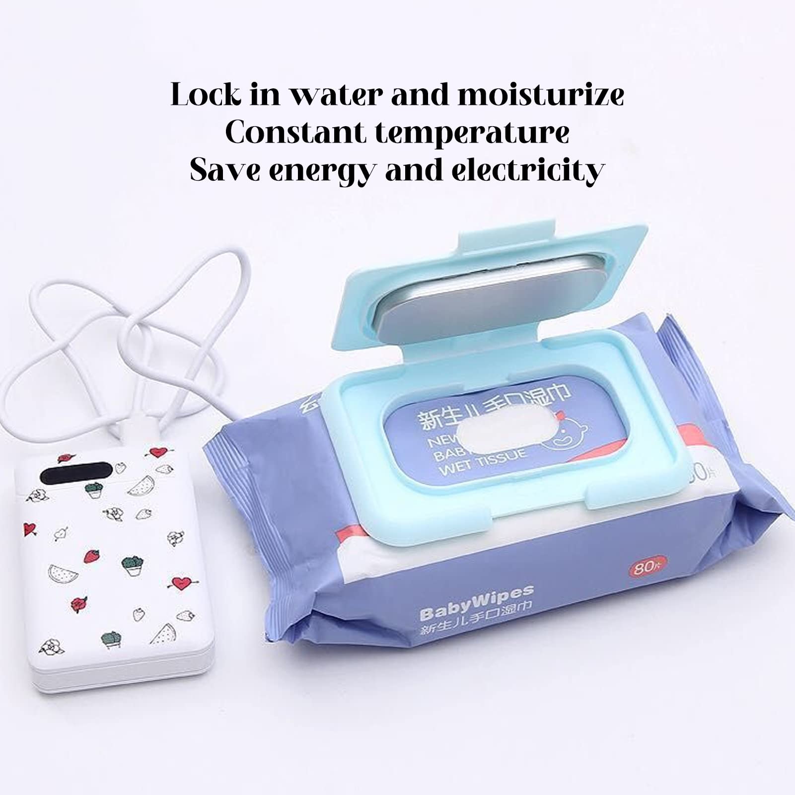 Dioche Portable Baby Wipe Warmer, Constant Temperature Wet Wipes Dispenser, Keep Wipes Moist Warm for Babies, Newborn Essentials (Light Blue)