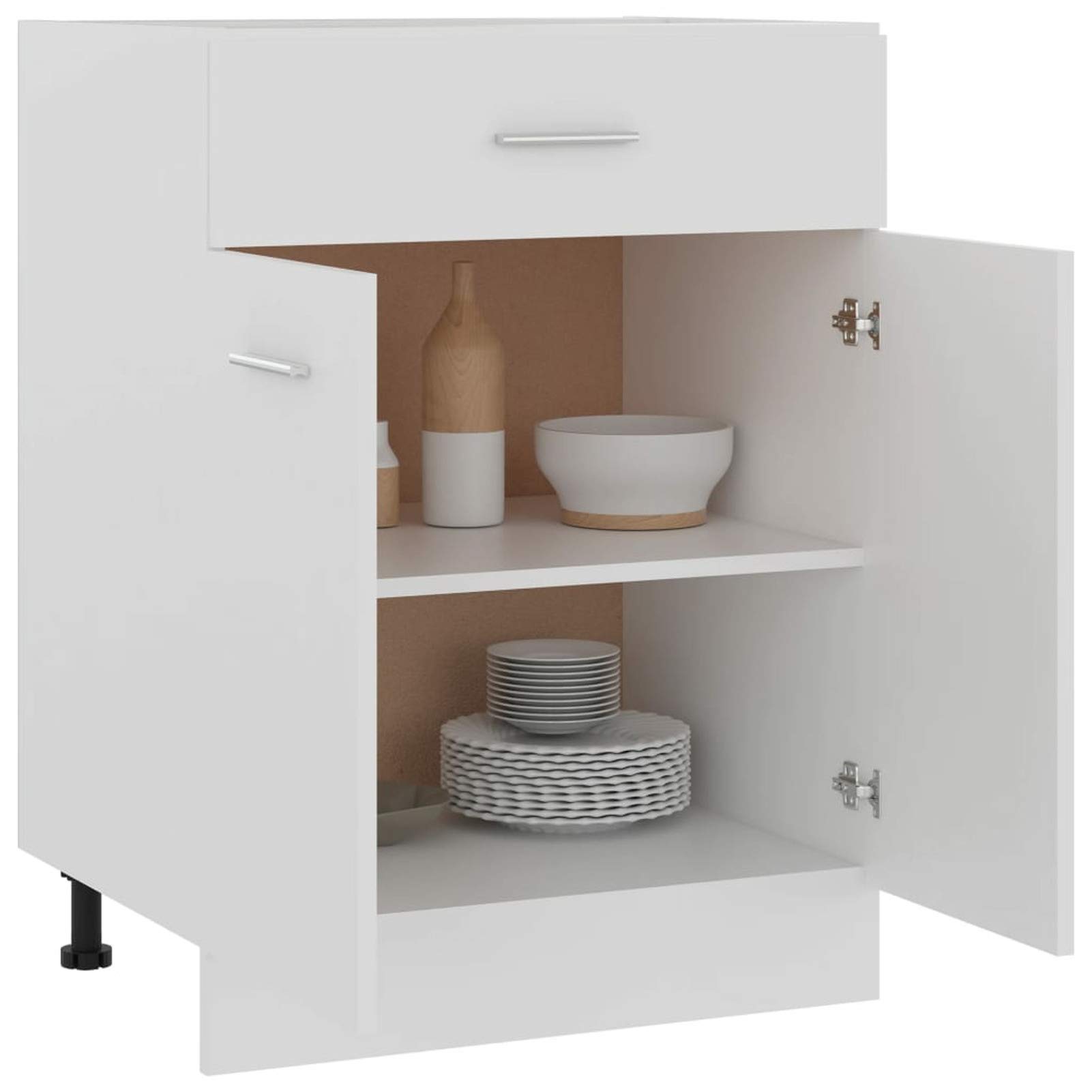 Schubunterschrank, Küchenunterschrank, Küchenschränke, Küchenmöbel, Unterschrank, Kitchen Furniture, Weiß 60x46x81,5 cm Spanplatte