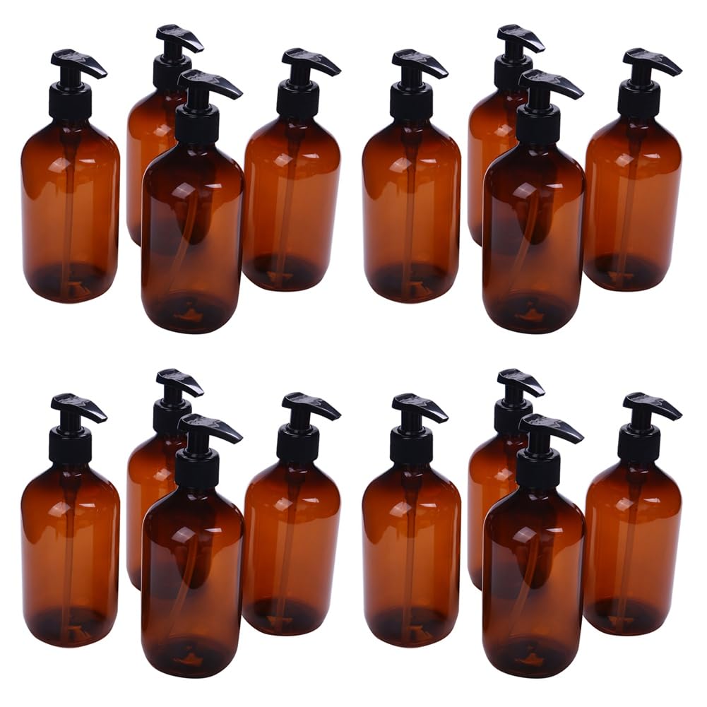 Jnchdghwa 16Pcs New 500Ml Pump Bottle Makeup Bathroom Liquid Shampoo Bottle Travel Dispenser Bottle Container for Soap Shower Gel