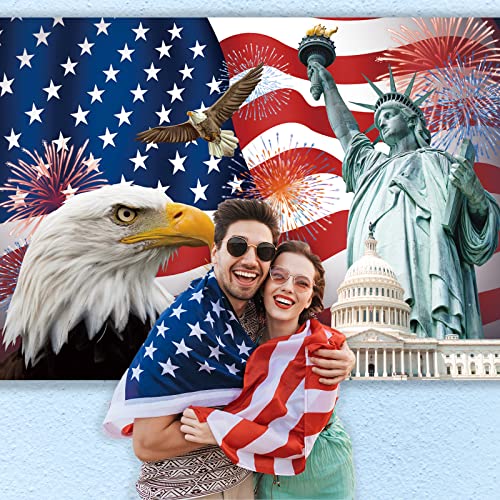 Image of Independence Day Backdrop,7x5FT 4th of July Backdrop American Flag Background USA Flag Portrait Banner Patriotic Veterans Party Decor Supplies