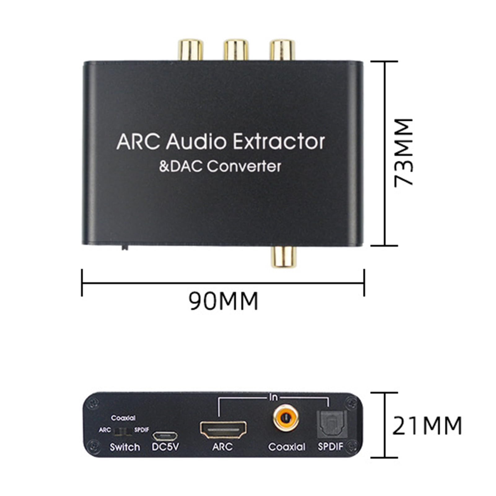 Convertisseur DAC 192KHz, Extracteur Audio d'arc, Prend en Charge Optique, Coaxial, Stéréo RCA, Écouteurs Stéréo De 3,5 Mm, Volume CEC Réglable, pour La Musique De Jeu De Théâtre À Domicile