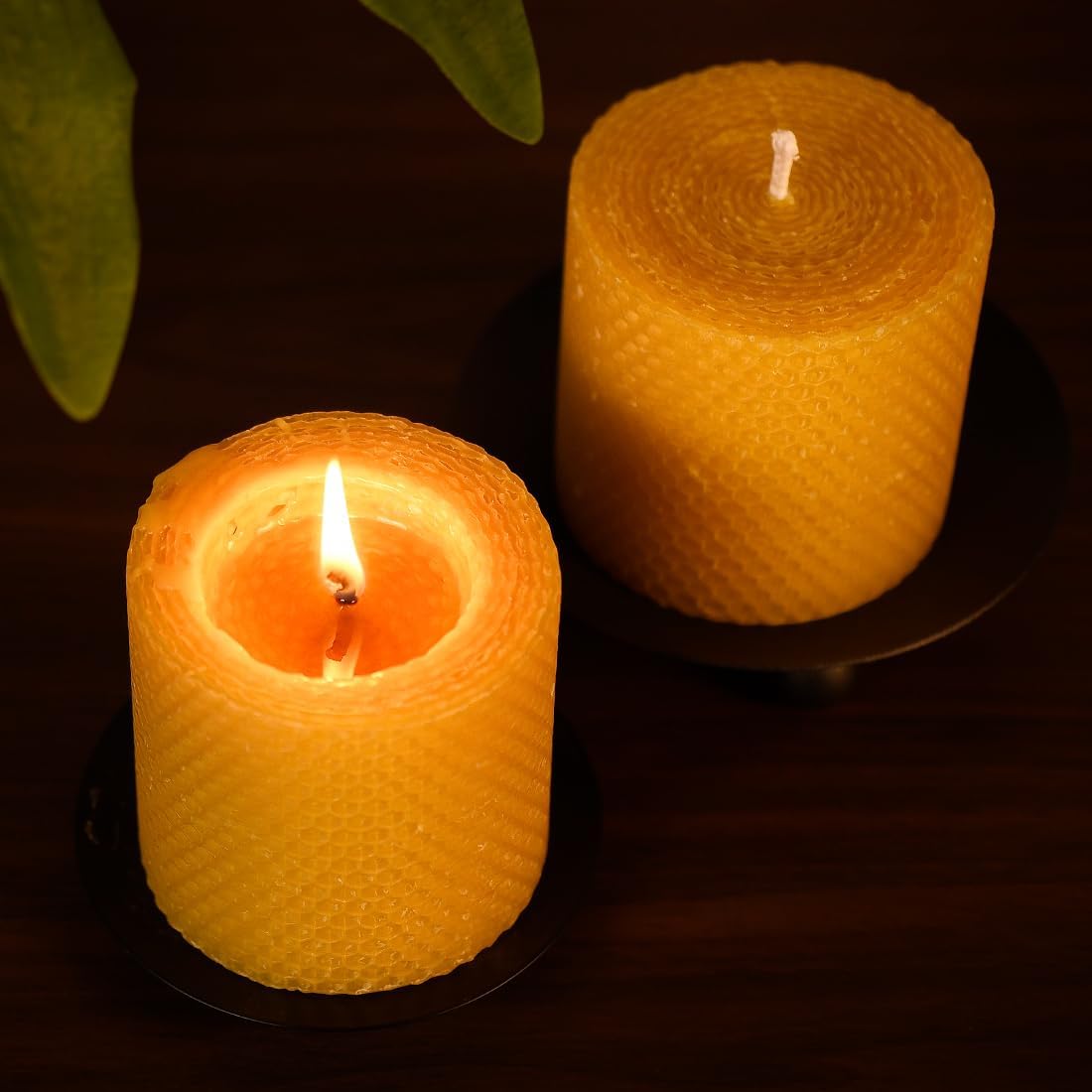 DEYBBY 3×3 in Yellow Natural Beeswax Pillar Candle