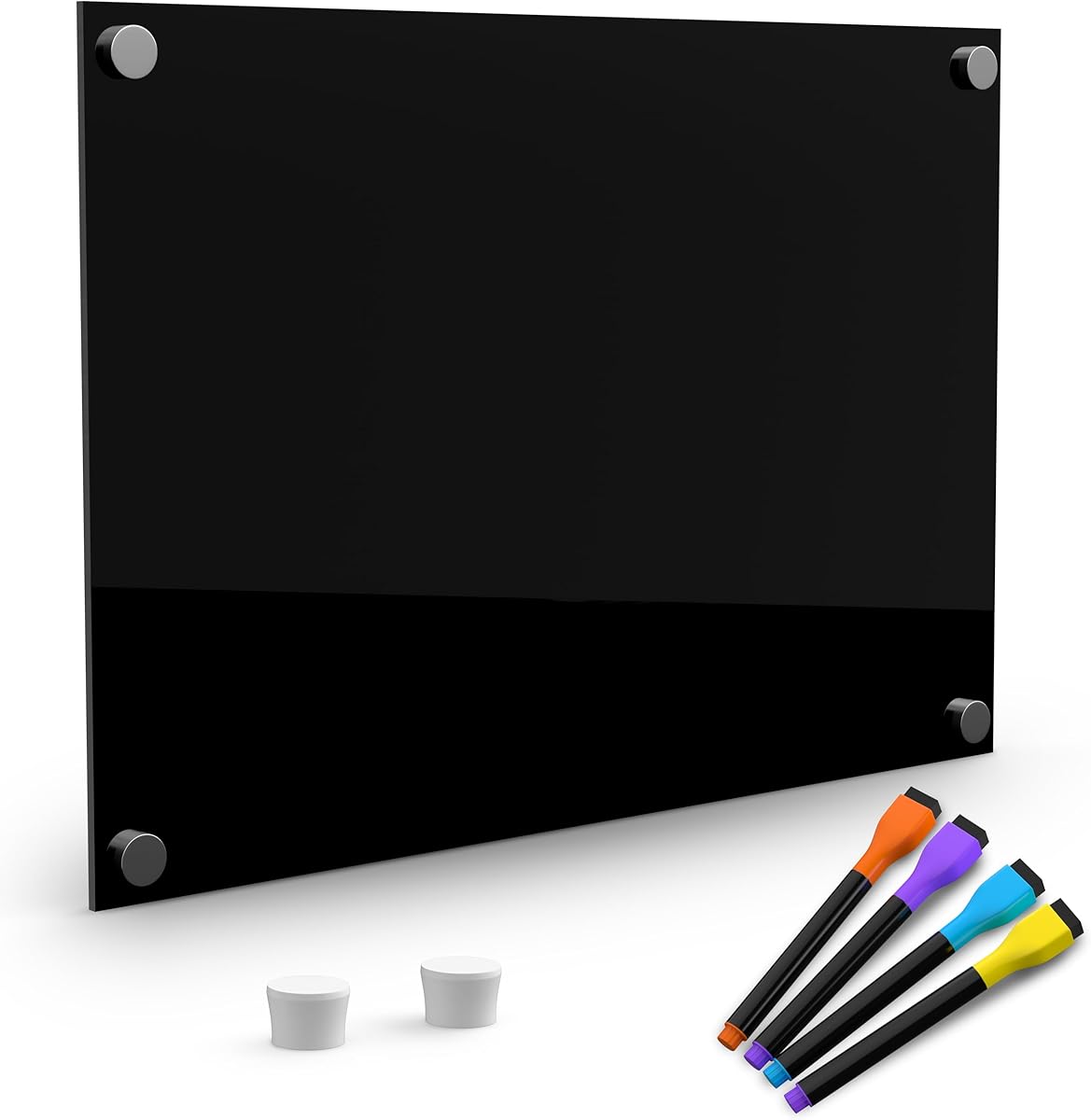 Black Memo Glass Dry Erase Fridge Planner Board. 12"x8" (Black Memo)