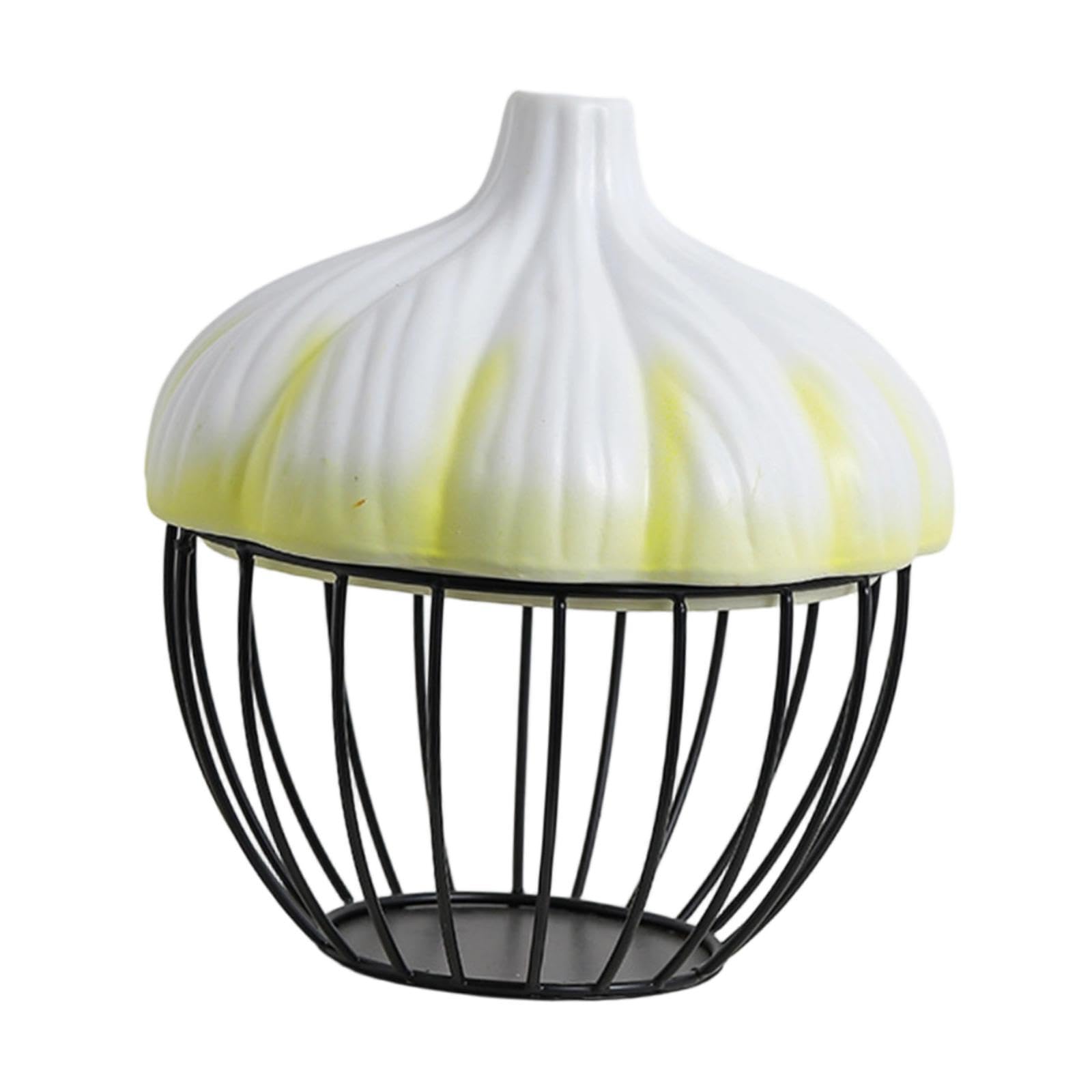 Panier à ail pour plan de travail, corbeille à fruits jaune de cuisine