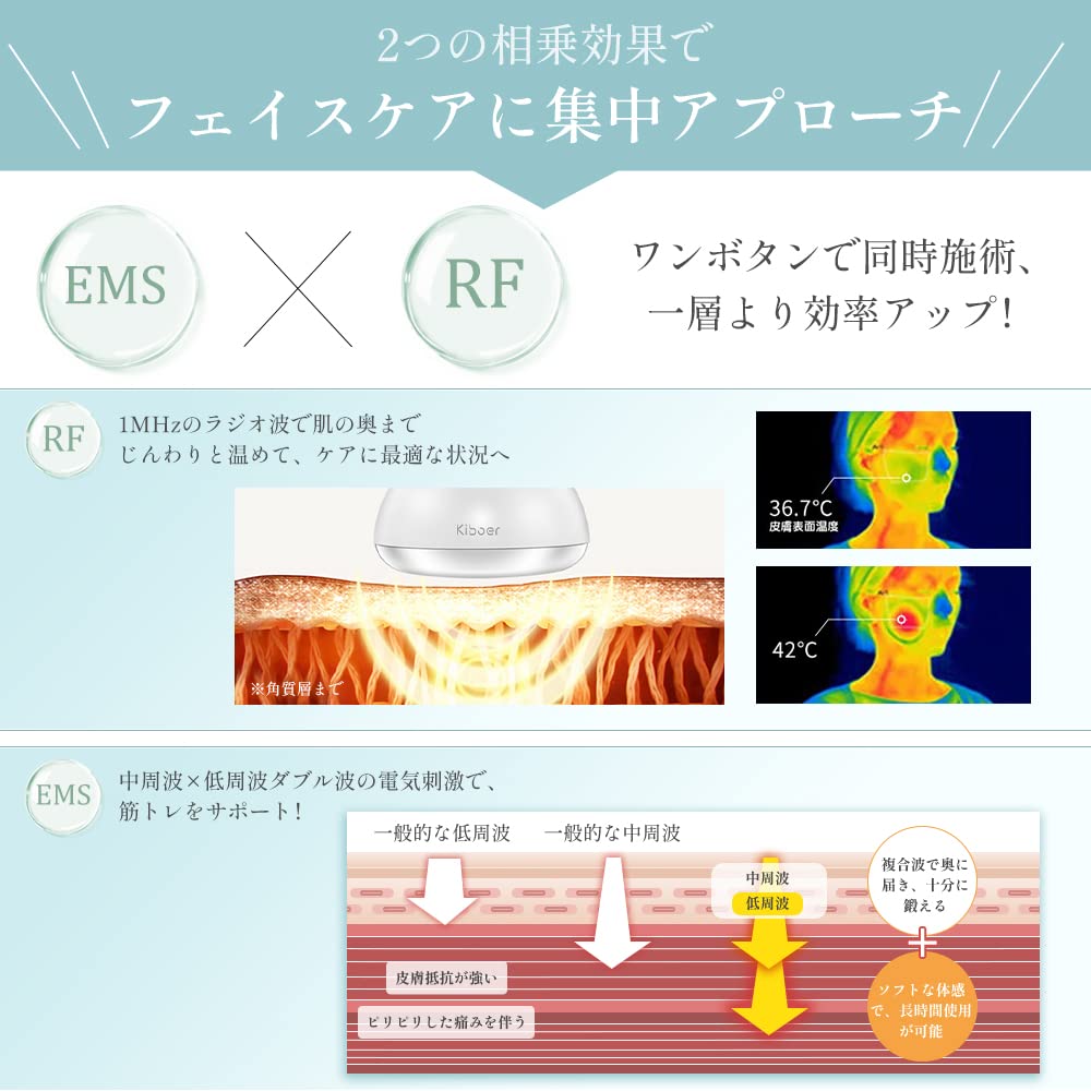 ❤格安✨美顔器 RF EMS LED 1台多役 6種類モード 3段階レベル Amazon.co.jp: Kiboer 美顔器 RF美顔器 トータルケア フェイス ボディ