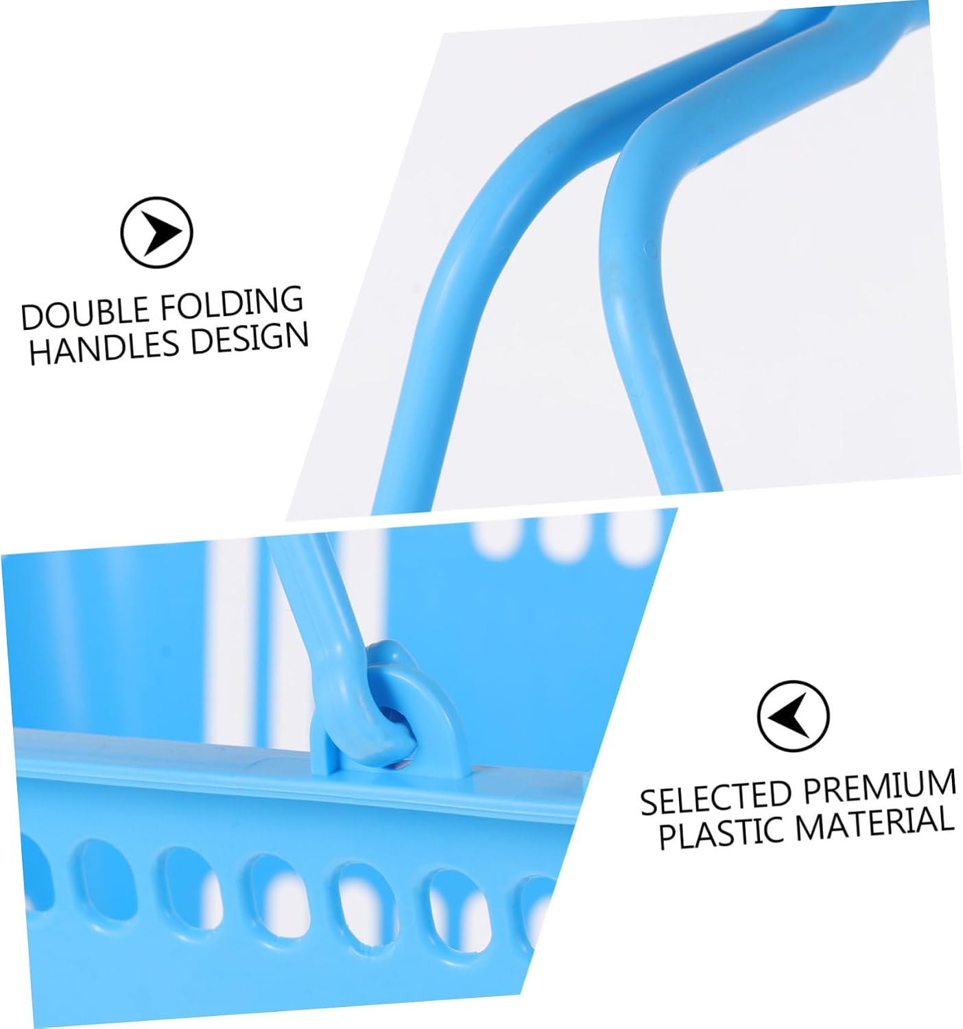 STOBAZA Thickened Handheld Shopping Basket with Double Handles Sturdy Plastic Grocery Storage Basket for Supermarket and Farmers Market Use