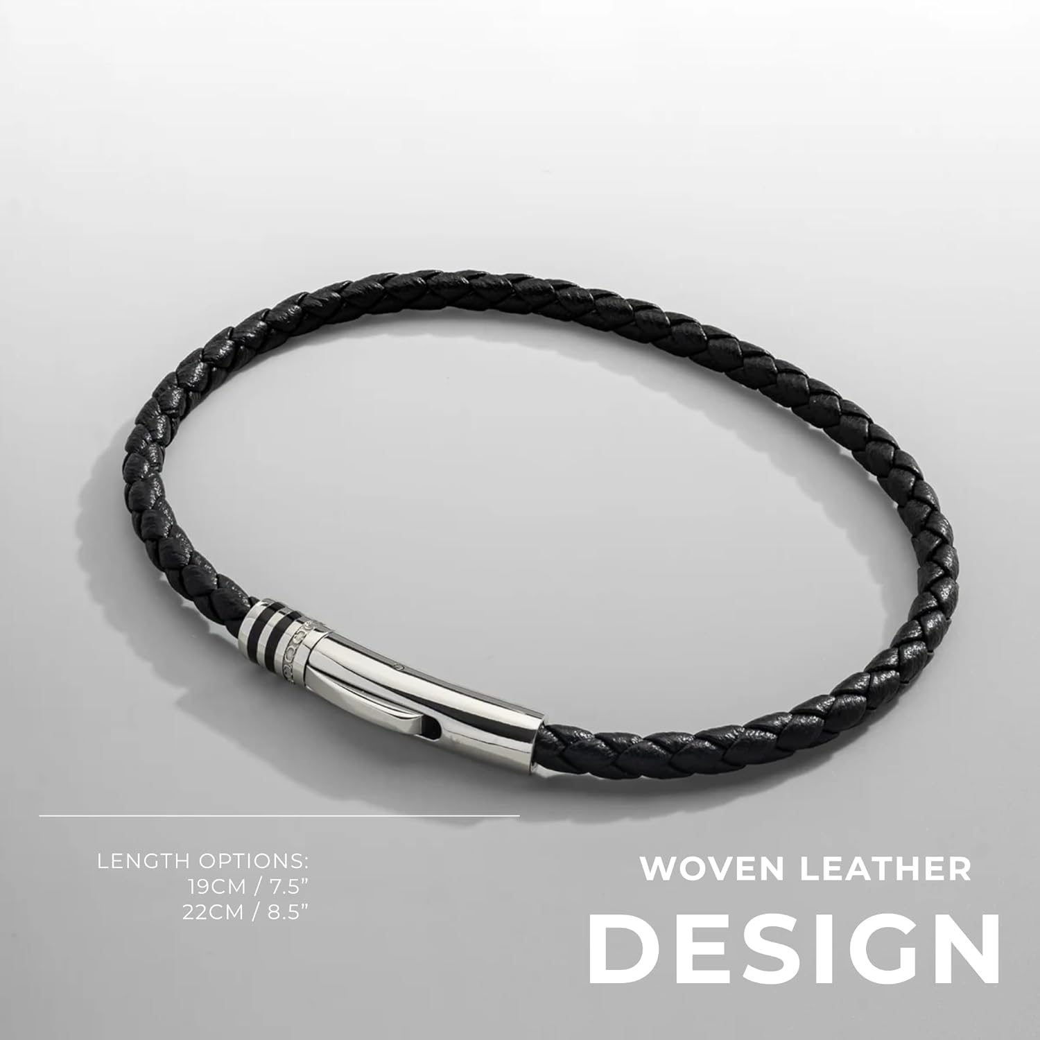 CRAFTD - Black Braided Leather Bracelet with Gold Clasp - Durable 18K Gold & 316L Stainless Steel - Waterproof, Heat & Sweat Resistant - Gifts for Men - Men's Jewelry