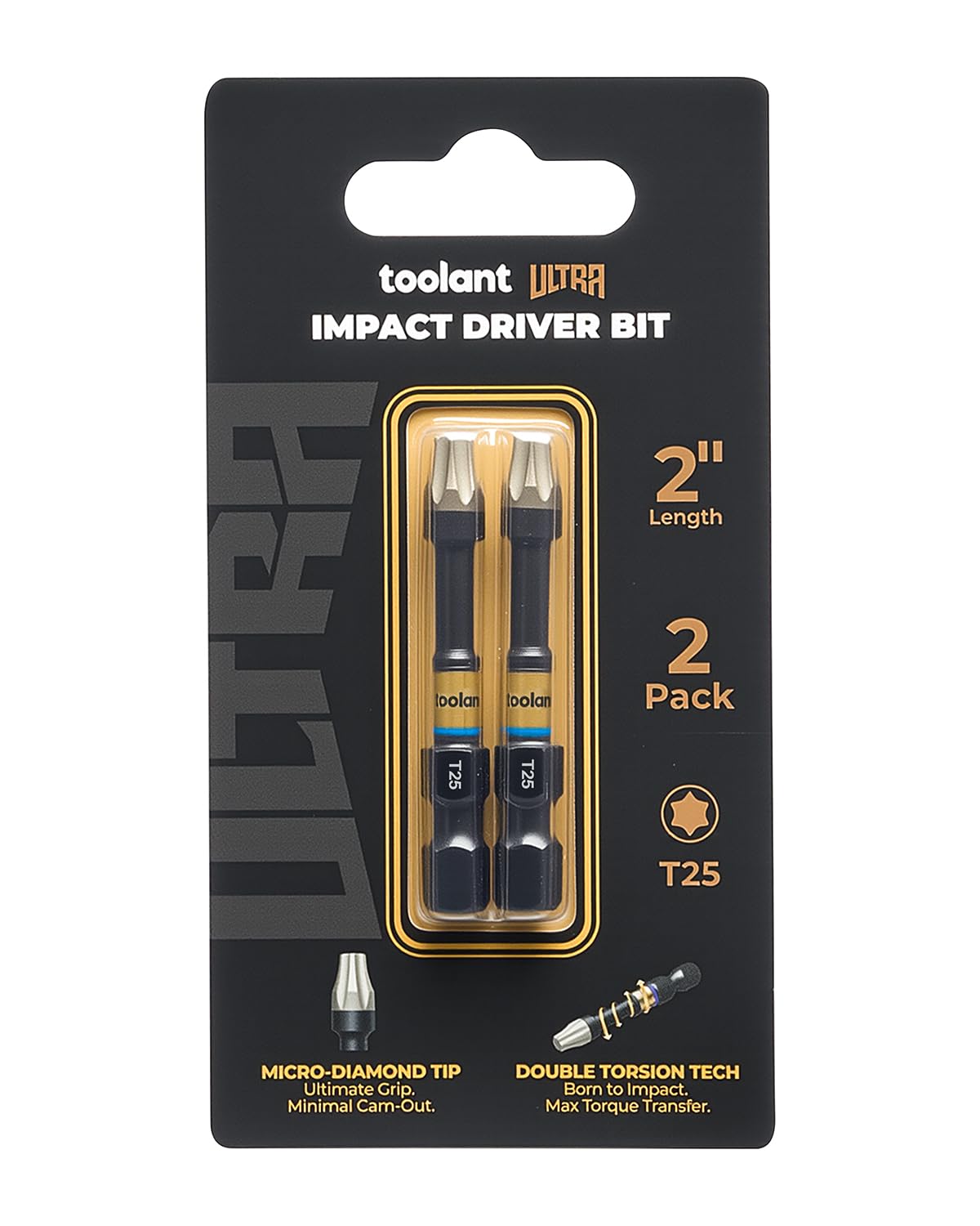 toolant T25 2" Impact Torx Bits, 1/4" Hex, S2 Steel, 2-Piece Set
