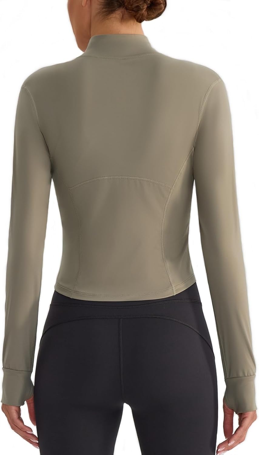 Lemedy Women's Lightweight Workout Jacket Cropped Slim Fit Full Zip Running Yoga Jacket with Thumb Holes Athletic Track Tops - Image 4