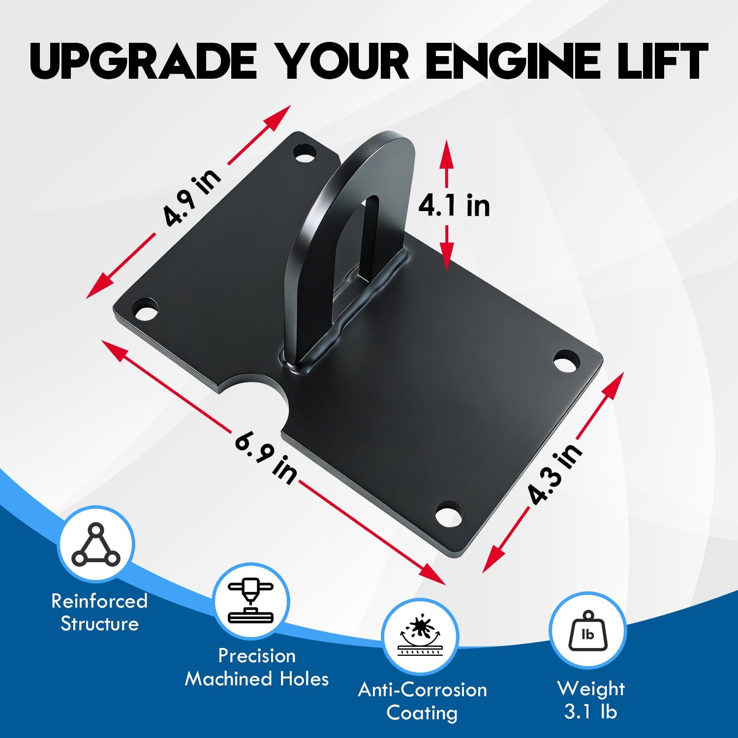 Engine Lift Bracket for Ford 6.0 Powerstroke 6.0L Diesel, Heavy Duty Engine Lifting Bracket Hoist Plate, Alloy Steel Motor Lift Tool with Anti-Rust Coating, Secure Engine Removal & Repair