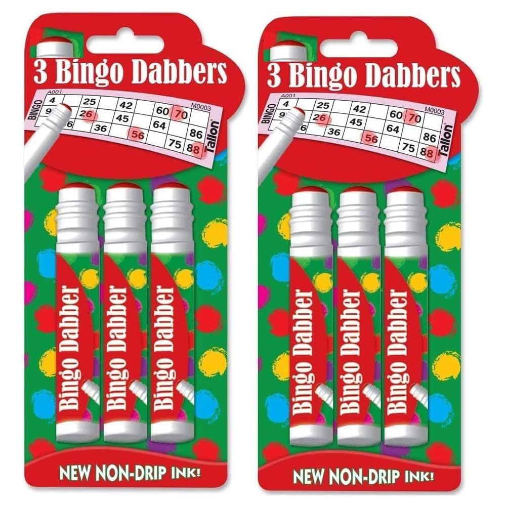 ZOPPER Bingo Dabber Markers Pack of 6 - Bingo Coloring Pen Dot Markers Non-Drip Ink For Traditional Games, House Party, Bingo Tickets Assorted Colours