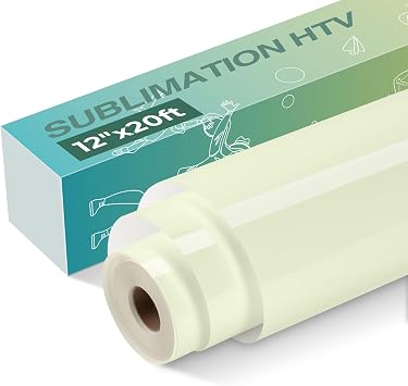 HTVRONT Clear Sublimation HTV Vinyl Glossy 12" X 20FT - Sublimation Vinyl High Transfer Rate - Bright Smooth Washable HTV for T-Shirt/Hat/Pillow/Bag