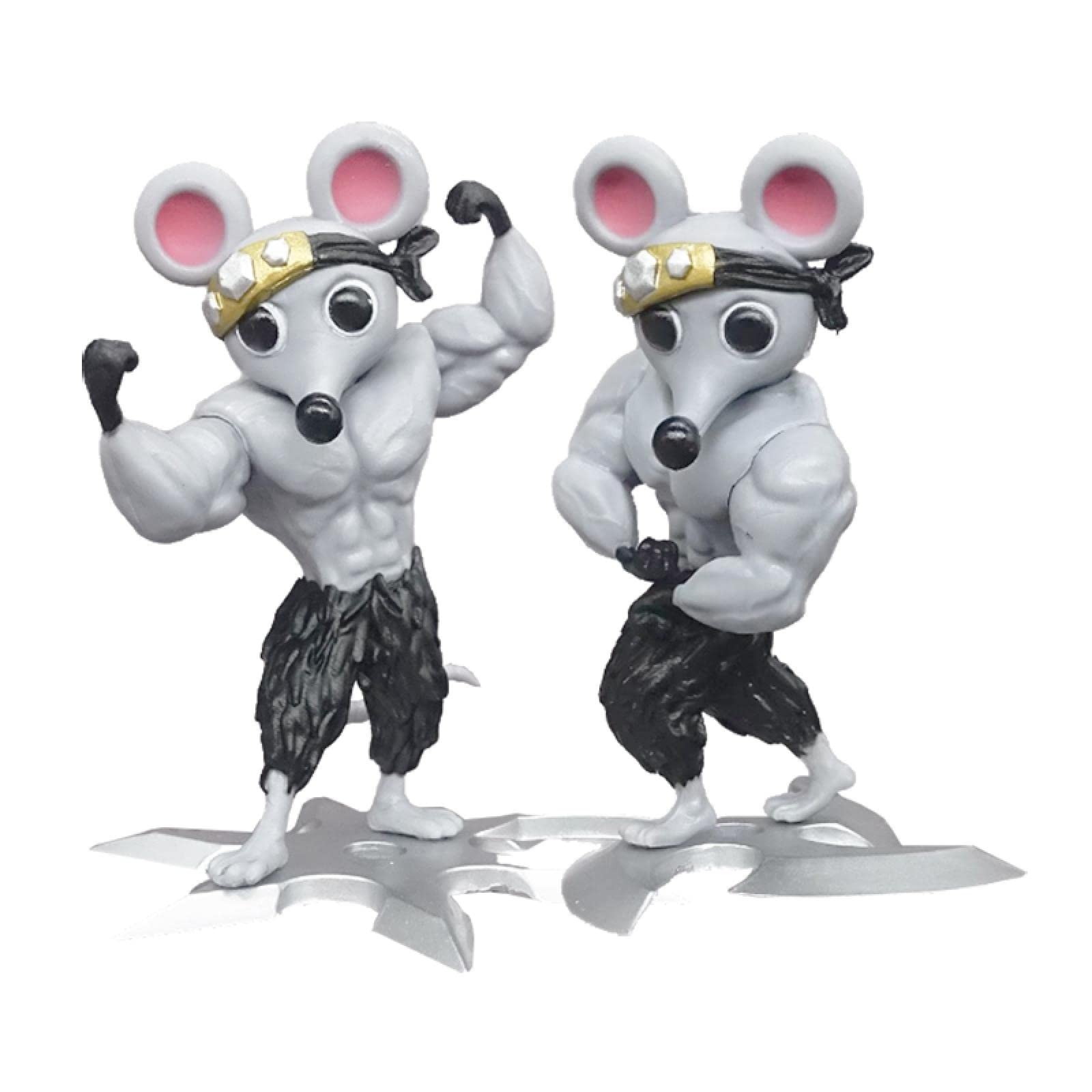 JCAMZ 00 Anime Ghost Slayer Muscle Mouse Action Figure Muscle Rat of Uzui Tengen 8cm PVC Collection Model Toys for Kids Gifts -