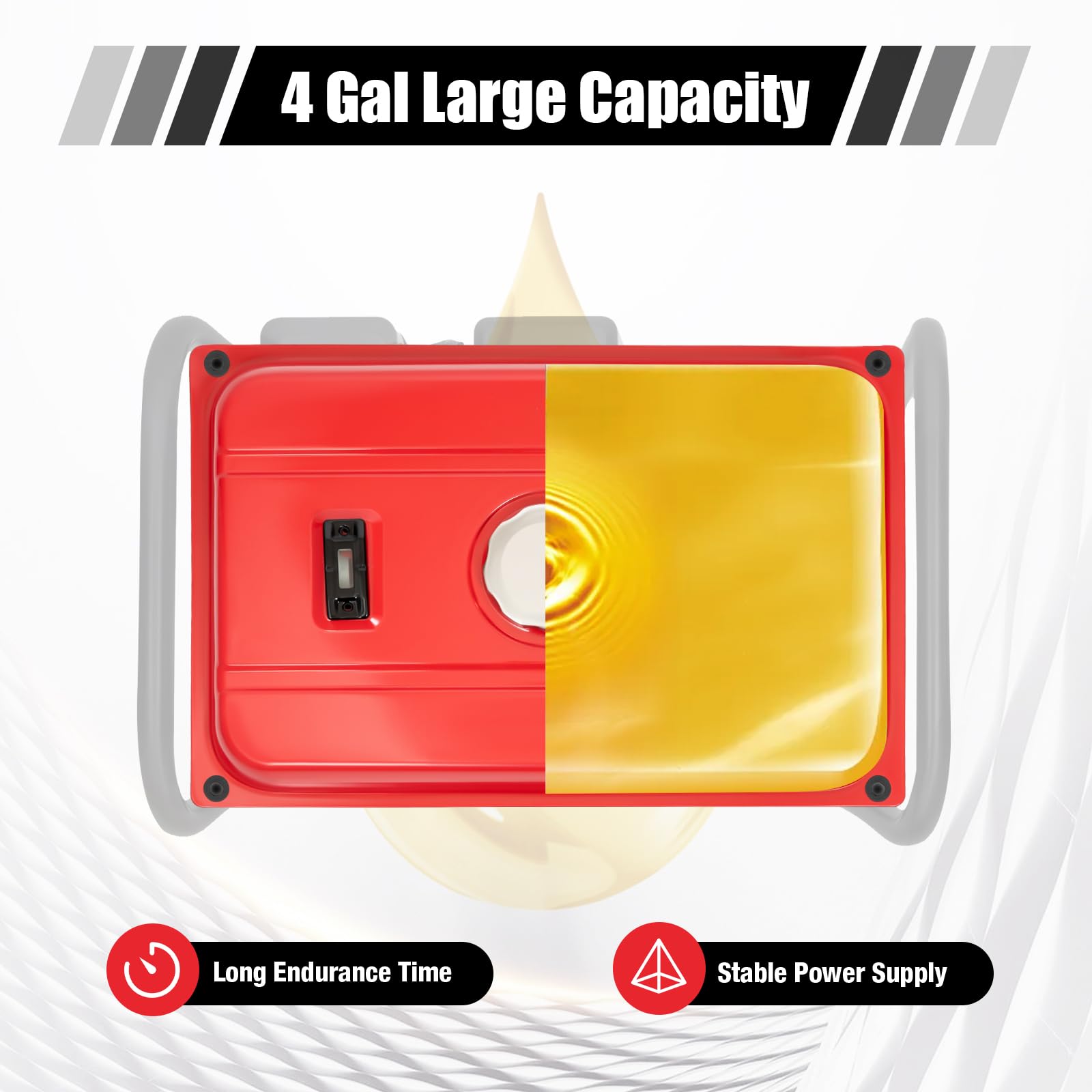 Serbatoio Benzina Generatore, Serbatoio Carburante Monocilindrico Capacità 15L, Ferro Pittura Al Forno Rosso Rettangolare, Compatibilità Ampio Gruppo Elettrogeno, Montaggio Facile Durevole