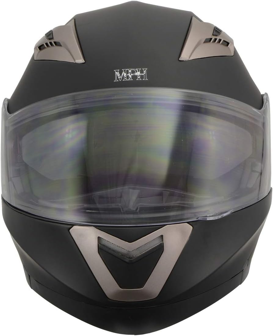 Milwaukee Performance Helmets MPH9804DOT Matte Black Modular Racing Helmet w/ Drop Down Visor