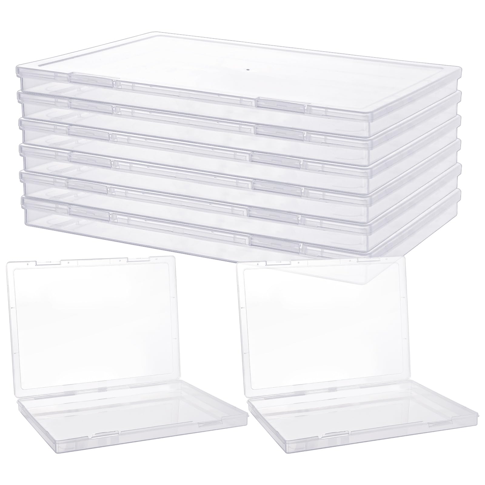 LOPYXBR 8Pcs A4 Paper Storage Boxes with Lids, Clear Plastic Document Organiser, Stackable Snap-Lock Cases for Photos, Magazines, Craft Supplies, Home Office Storage (30.6 x 22.4 x 2.2 cm)