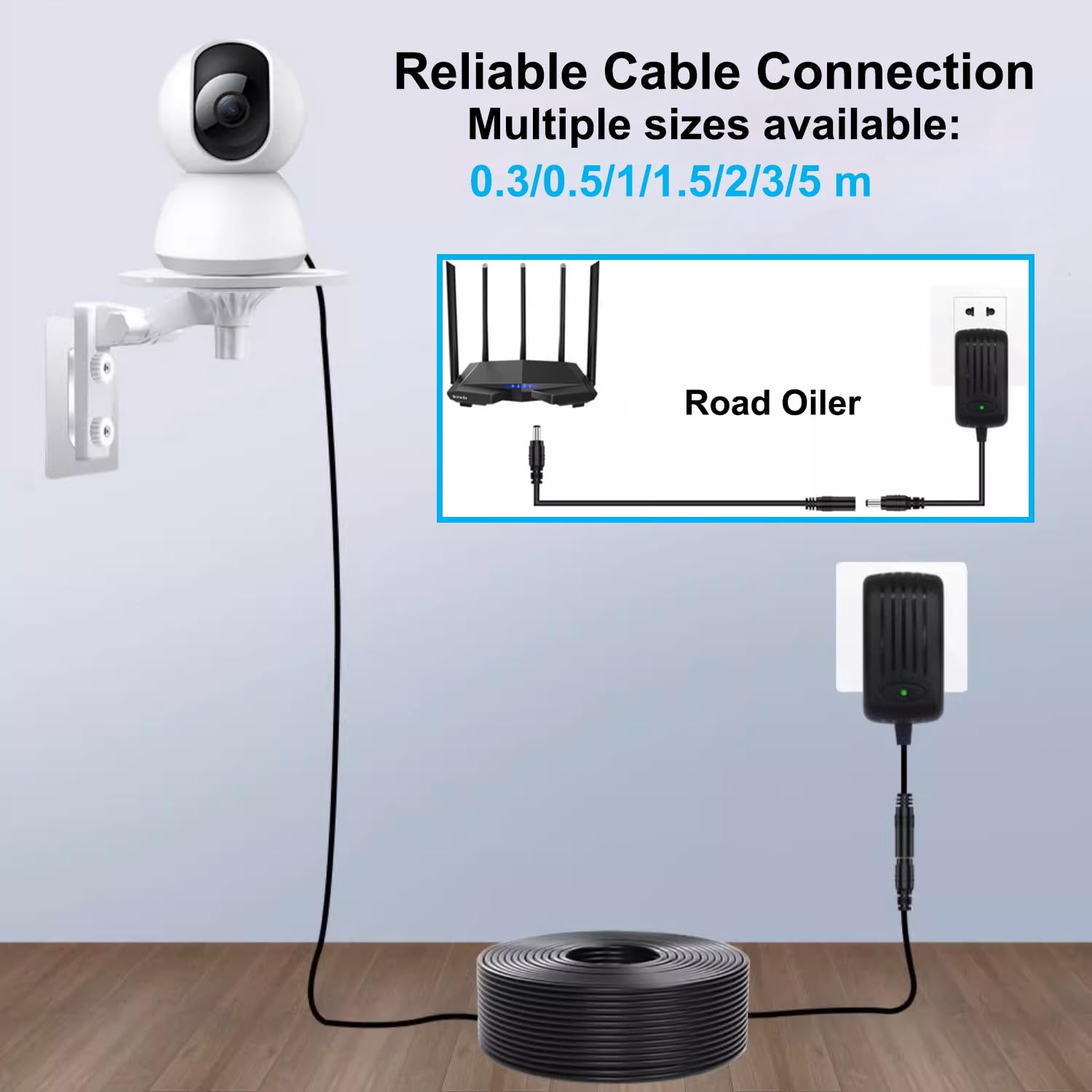 HuaLiSiJi Cavo di Prolunga DC Maschio a Femmina 12V 24V 18AWG DC 5.5x2.1mm Cavo per Elecamere di Sicurezza, Router, DVR, Striscia LED ﻿ (Nero, 2m