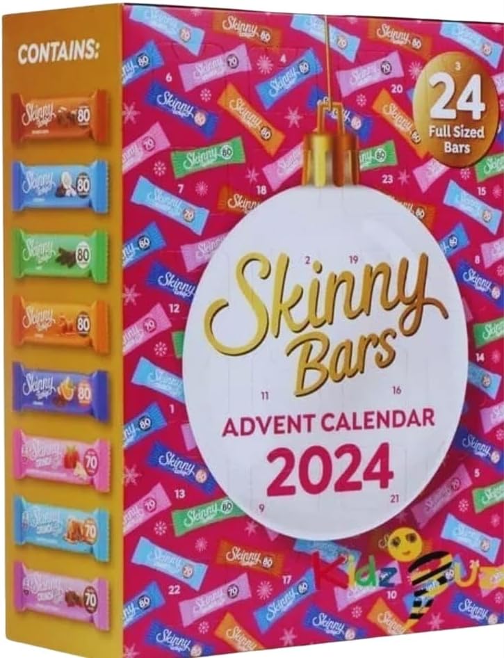 Skinny Bars Advent Calendar 468g With thank you sticke - Low Calorie Snacks, Assorted Skinny Bars Chocolate- Christmas Advent Calendar 2024