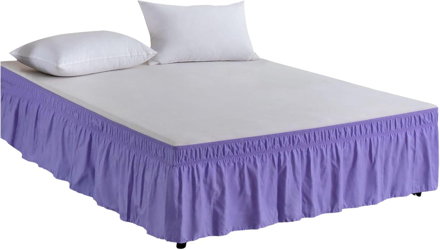 Wrap Around Bed Skirts for Beds Drop, Adjustable Elastic dust Ruffles Queen King Full Twin bedskirts Machine Washable (Pink, Queen)