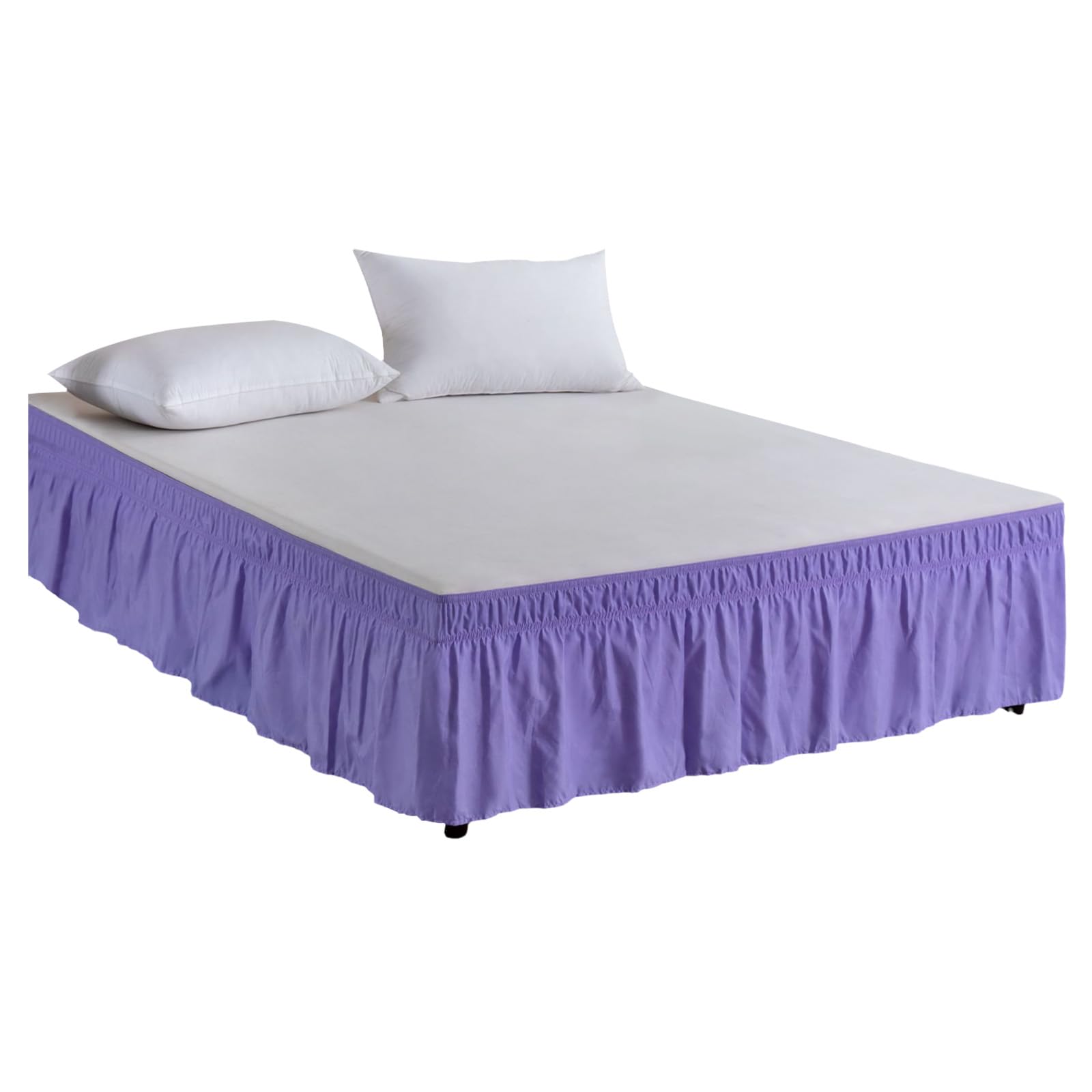 Wrap Around Bed Skirts for Beds Drop, Adjustable Elastic dust Ruffles Queen King Full Twin bedskirts Machine Washable (Blue, Full)