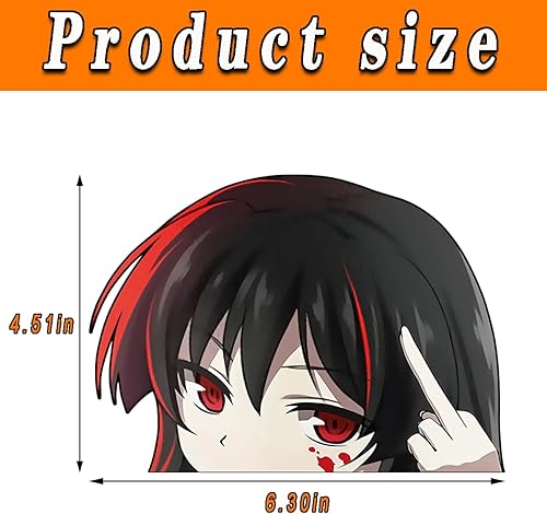 Miniatura 2 de Calcomanías creativas de automóvil Akame Anime Peeker de 6.3 pulgadas para ventana de parachoques, casco de motocicleta, tapa de maletero,