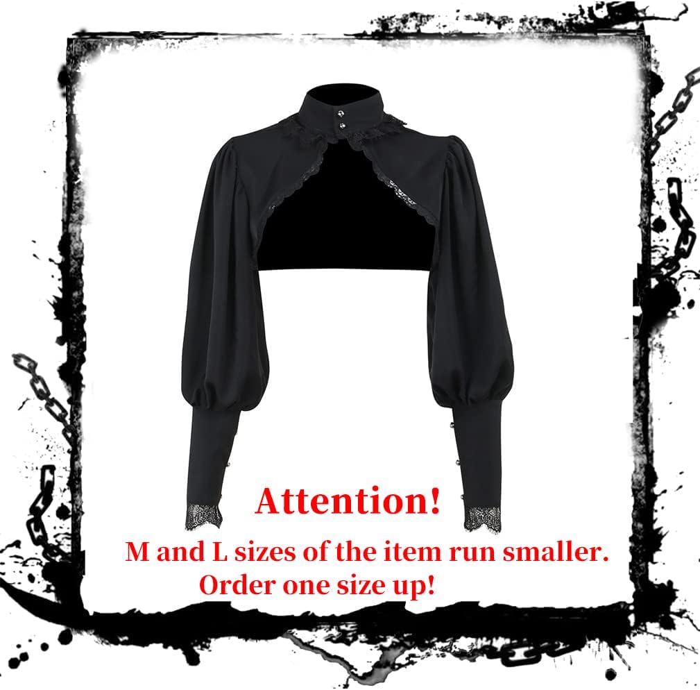 Goth Shrug Black Gothic Victorian Shrugs Crop Top For Women - Image 2