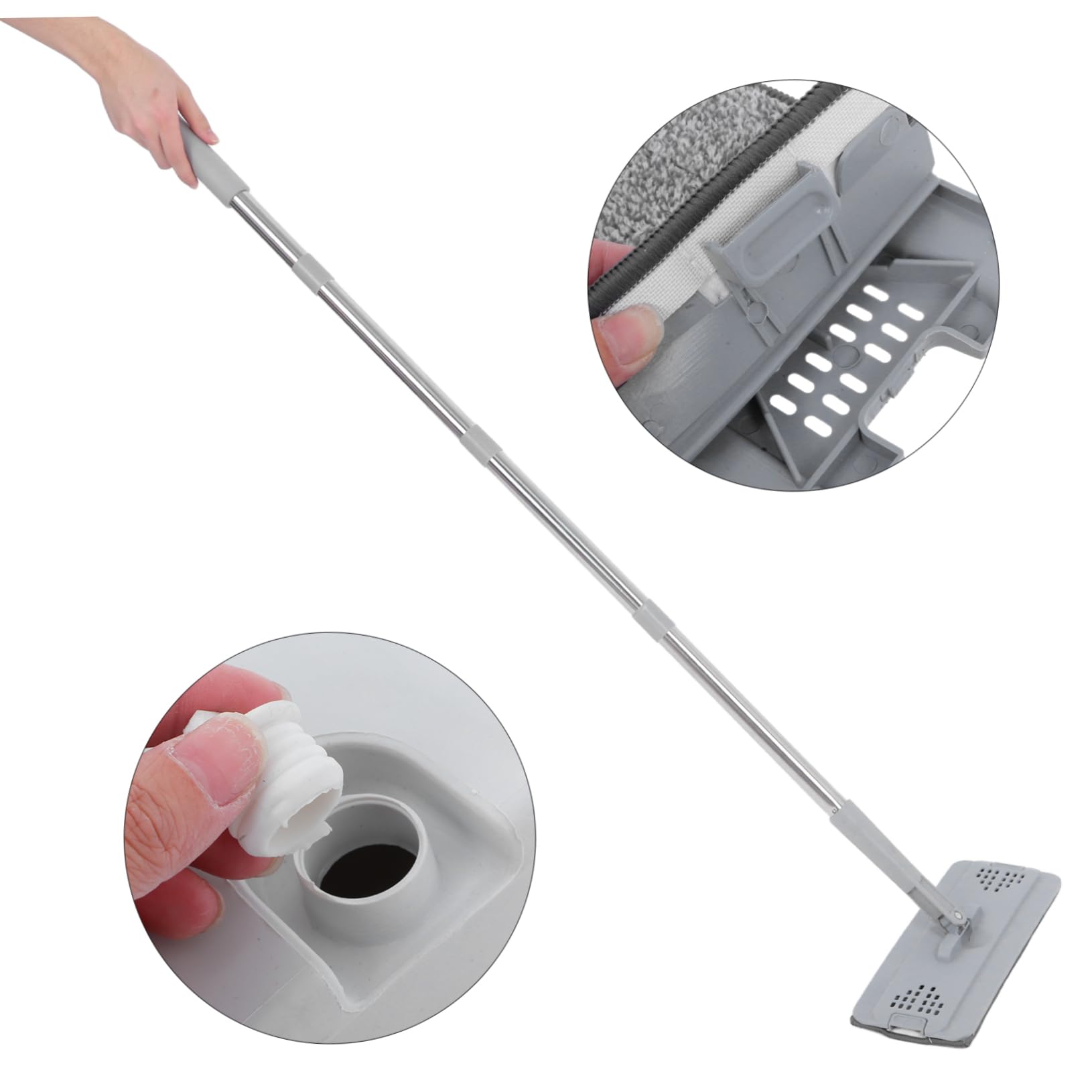 SHERCHPRY Trapeador Plano con Balde Mopa para Suelos De Baldosas Limpiador De Suelos Uso Doméstico Cocinas y Baños Material Blanco Función Seca y Húmeda