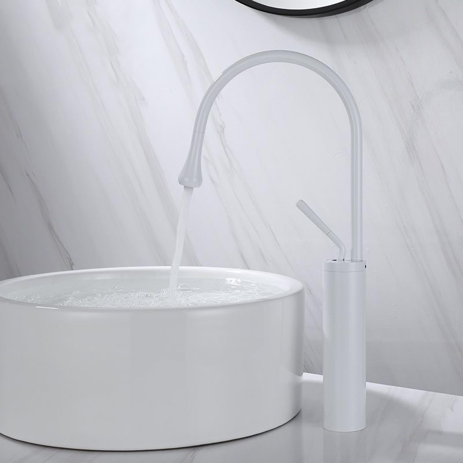 Grifo Baño De Acero Inoxidable Forma De Gota Creativa Blanco Alto