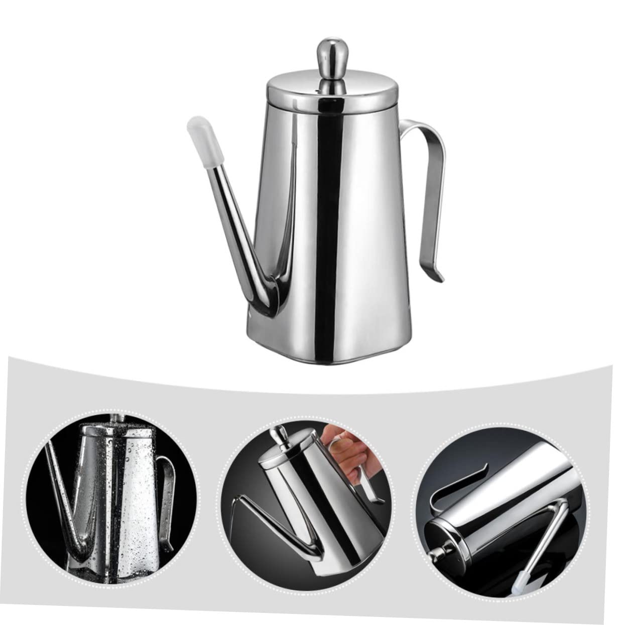 Ölflasche aus Edelstahl mit Großem Fassungsvermögen, Silber