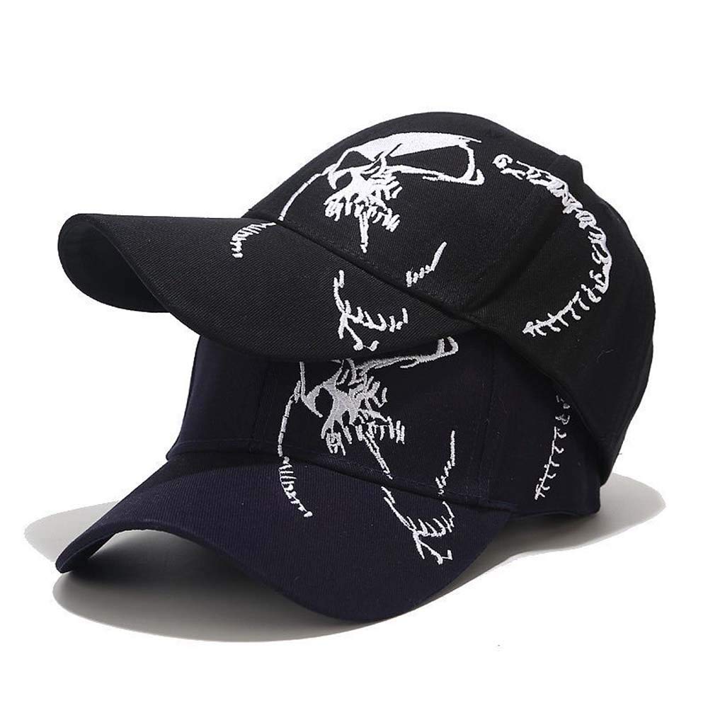 Kangqifen Skull Embroidered Baseball Cap Casual Hats Visor for Men Women(Black)