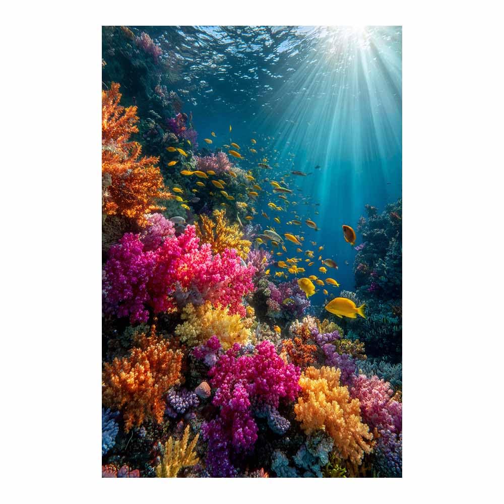 HOQIU Natural scenery wall art Vibrants Corals Reef decorative painting, wall art, for Living Room Bathroom Bedroom Kitchen Decoration.(Multicolor)-80x120cm Unframed