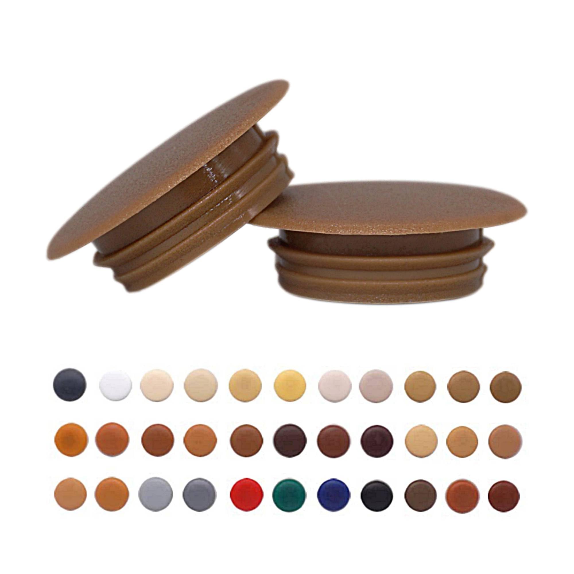 SKIR'CO (20 pcs) Plastic Hole Plugs 14 mm, Furniture Hole Plug, Drill Hole Cover Caps, Screw Hole Cover Caps (Brown S10)