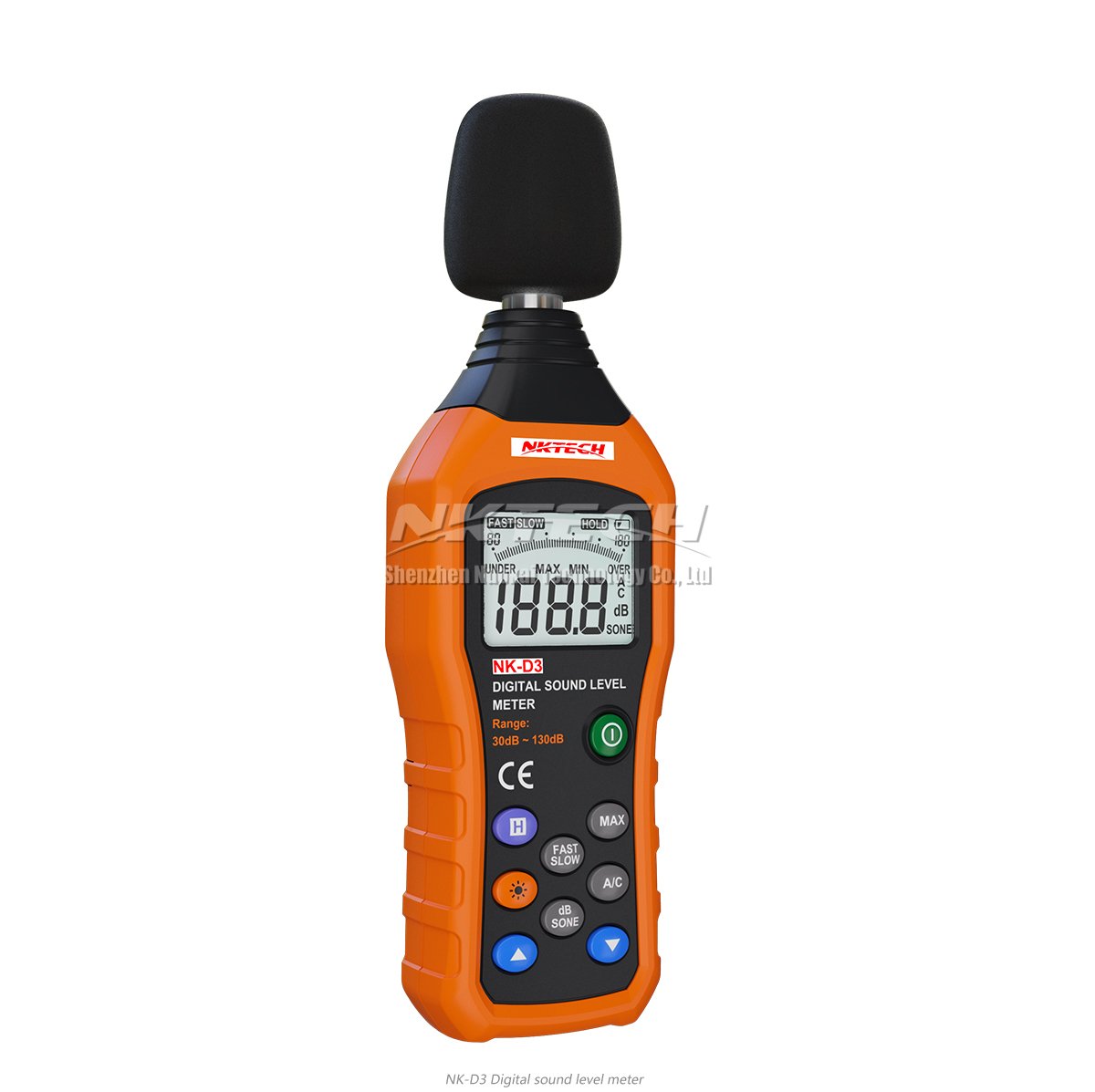 NK-D3 cyfrowy miernik poziomu hałasu Logger Tester audio Decibel Monitor 30-130 dB Dokładność 1,5 dB z dużym ekranem LCD Szybki / powolny wybór śrubokręt TL-1